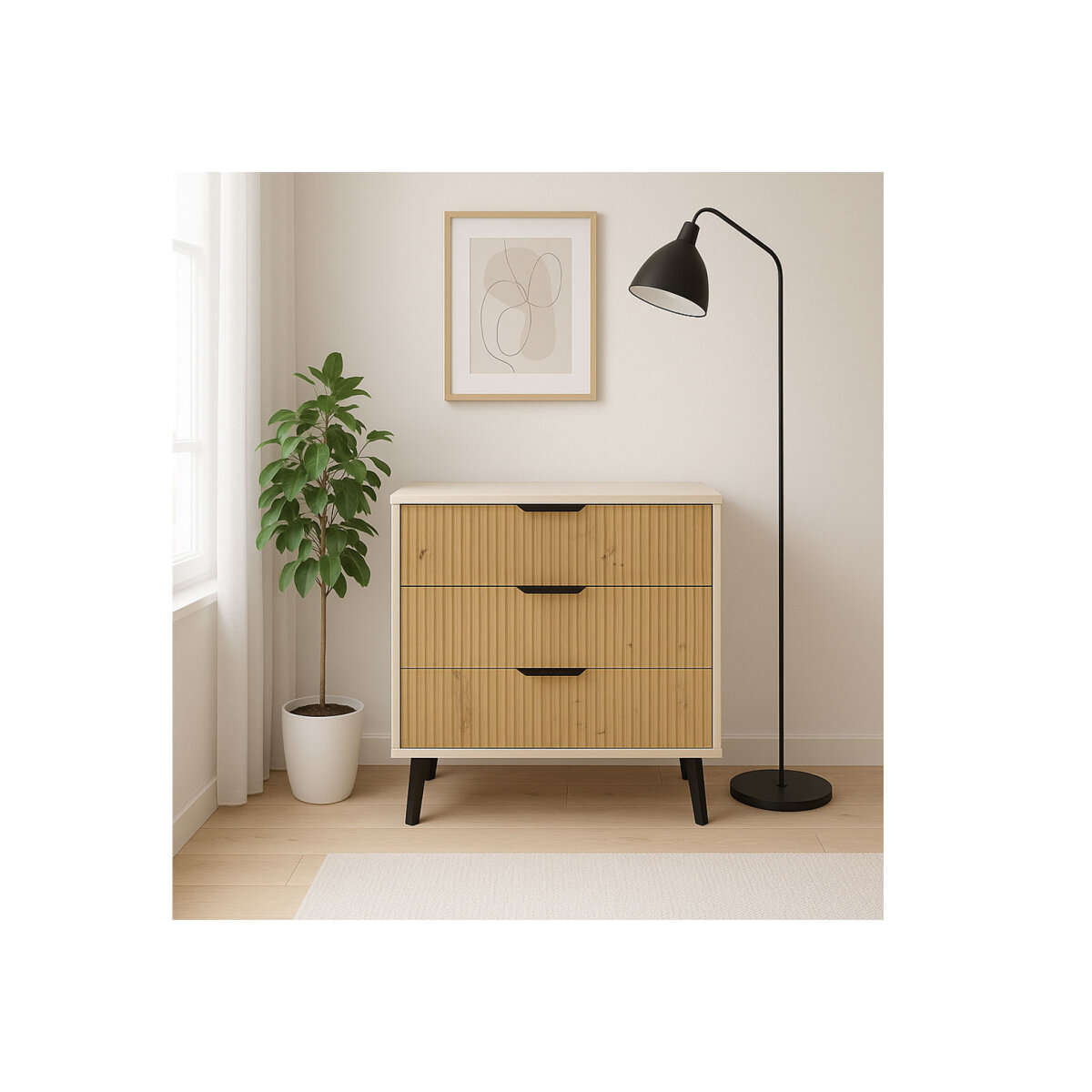 Komoda Borg Duo 3Š kašmír / dub artisan (obrázek 4)