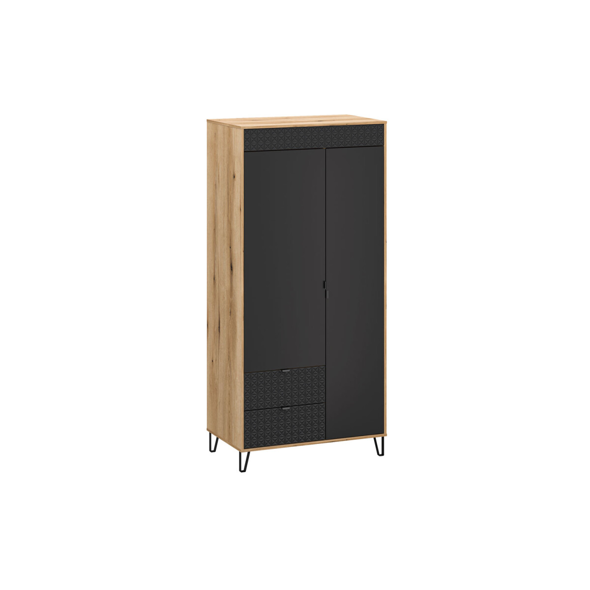 

Skříň dvoudveřová se zásuvkami Bellano 93.9x200x56 cm Dub evoke / Černá