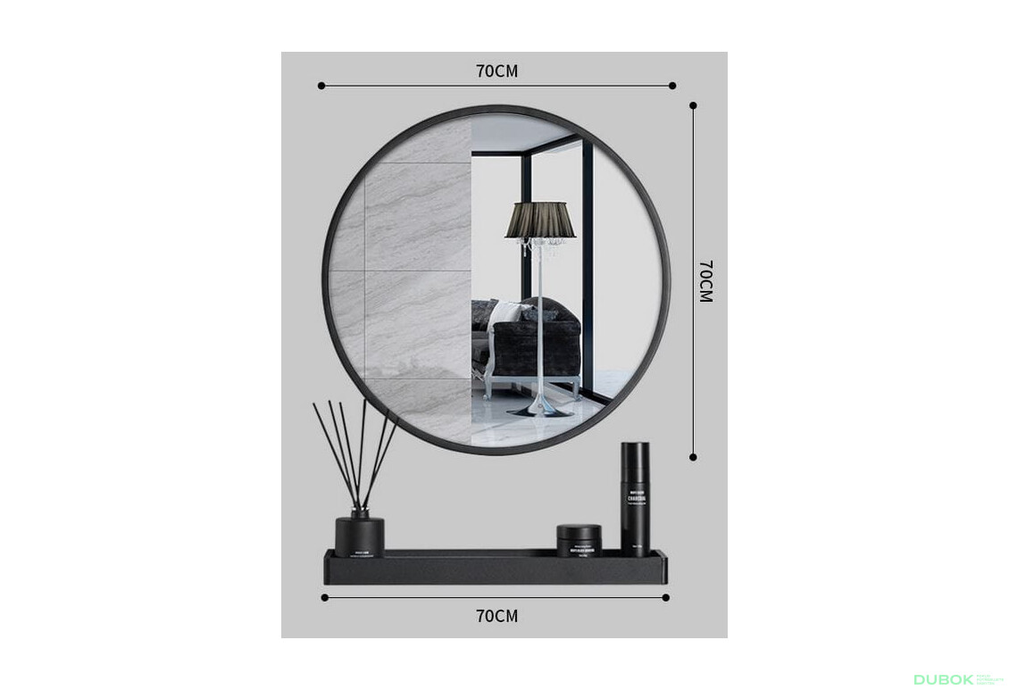 Fotografie 4 - Zrcadlo s policí 70 cm černé