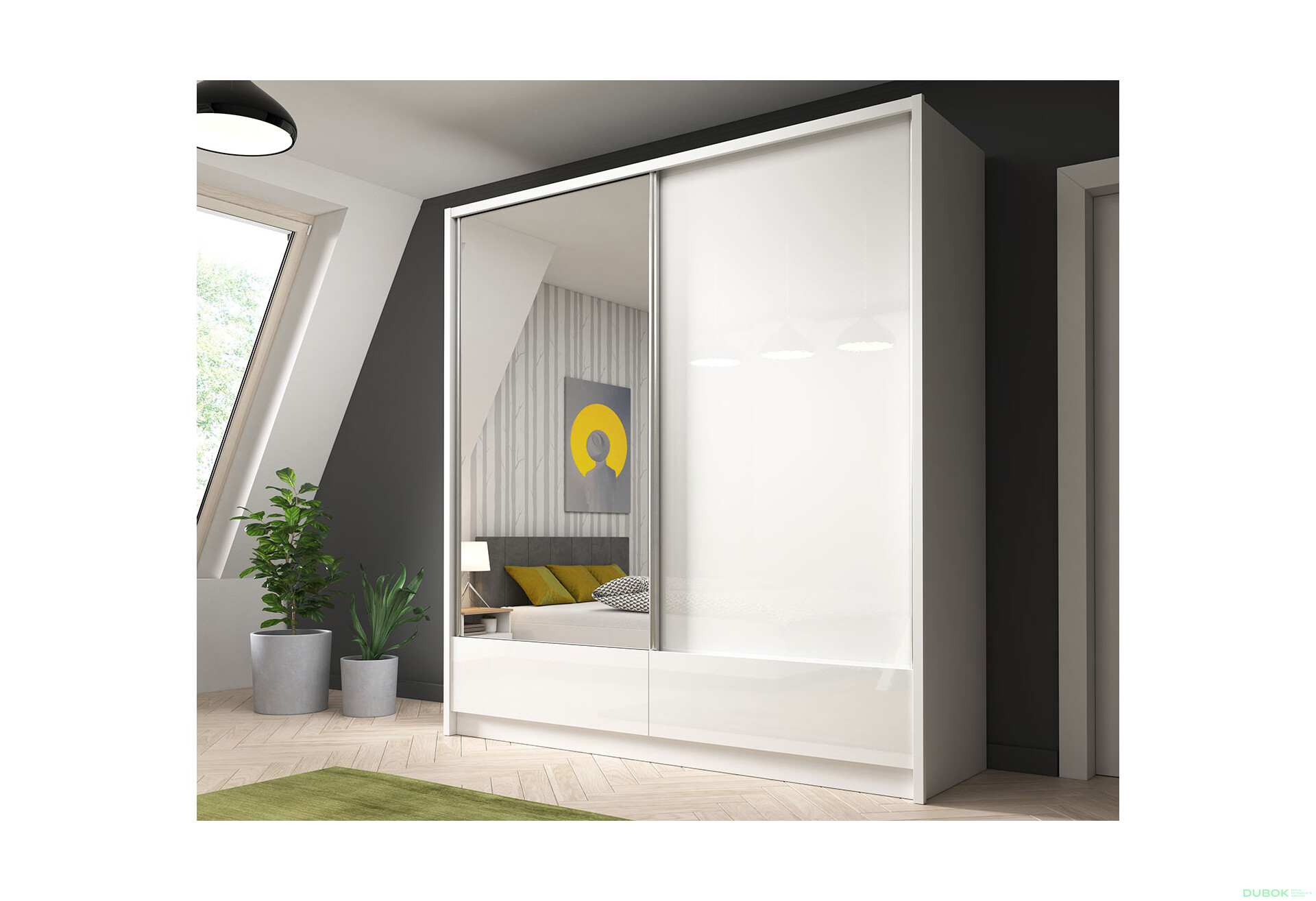 Skříň Aria I 200 bílý / bílý lesk - Fotografie 3 Fotografie 3 - Skříň Aria I 200 bílý / bílý lesk