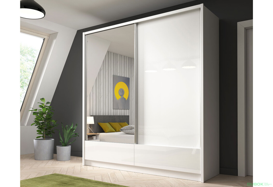 Skříň Aria I 200 bílý / bílý lesk - Fotografie 3 Fotografie 3 - Skříň Aria I 200 bílý / bílý lesk