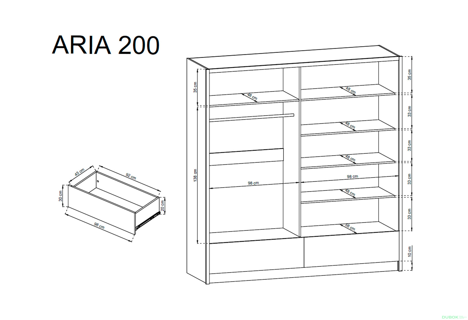 Skříň Aria I 200 bílý / bílý lesk - Fotografie 4 Fotografie 4 - Skříň Aria I 200 bílý / bílý lesk