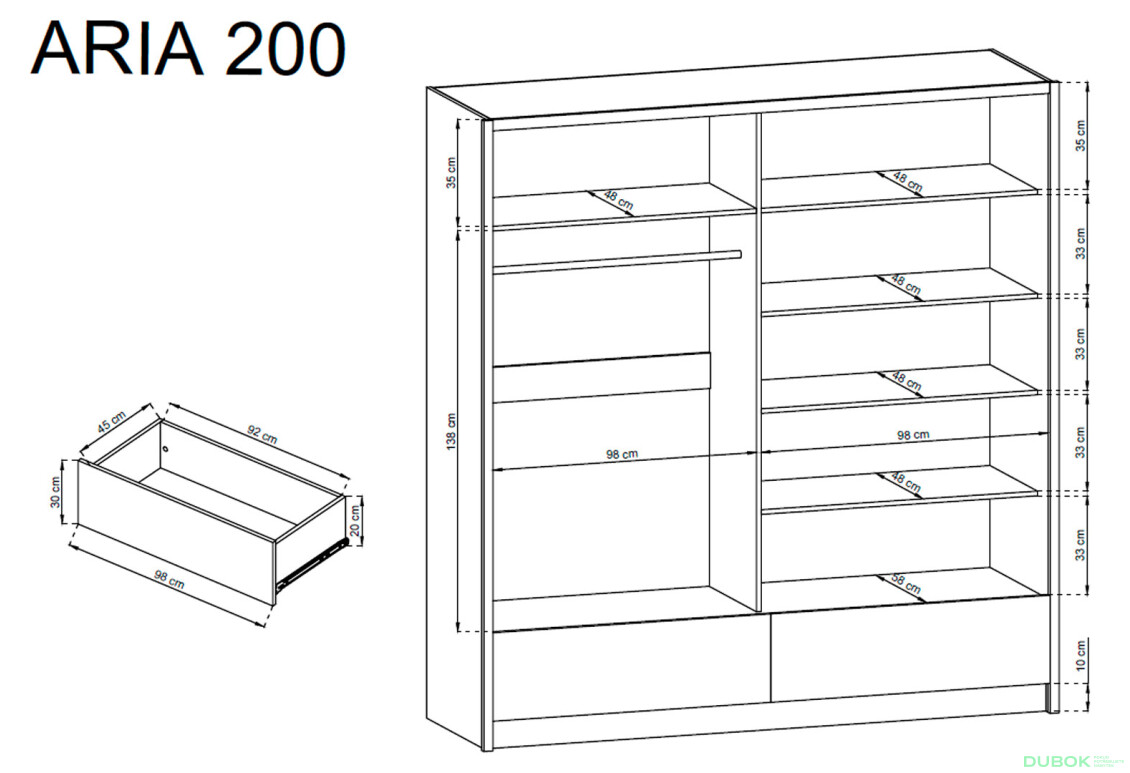 Skříň Aria I 200 bílý / bílý lesk - Fotografie 4 Fotografie 4 - Skříň Aria I 200 bílý / bílý lesk