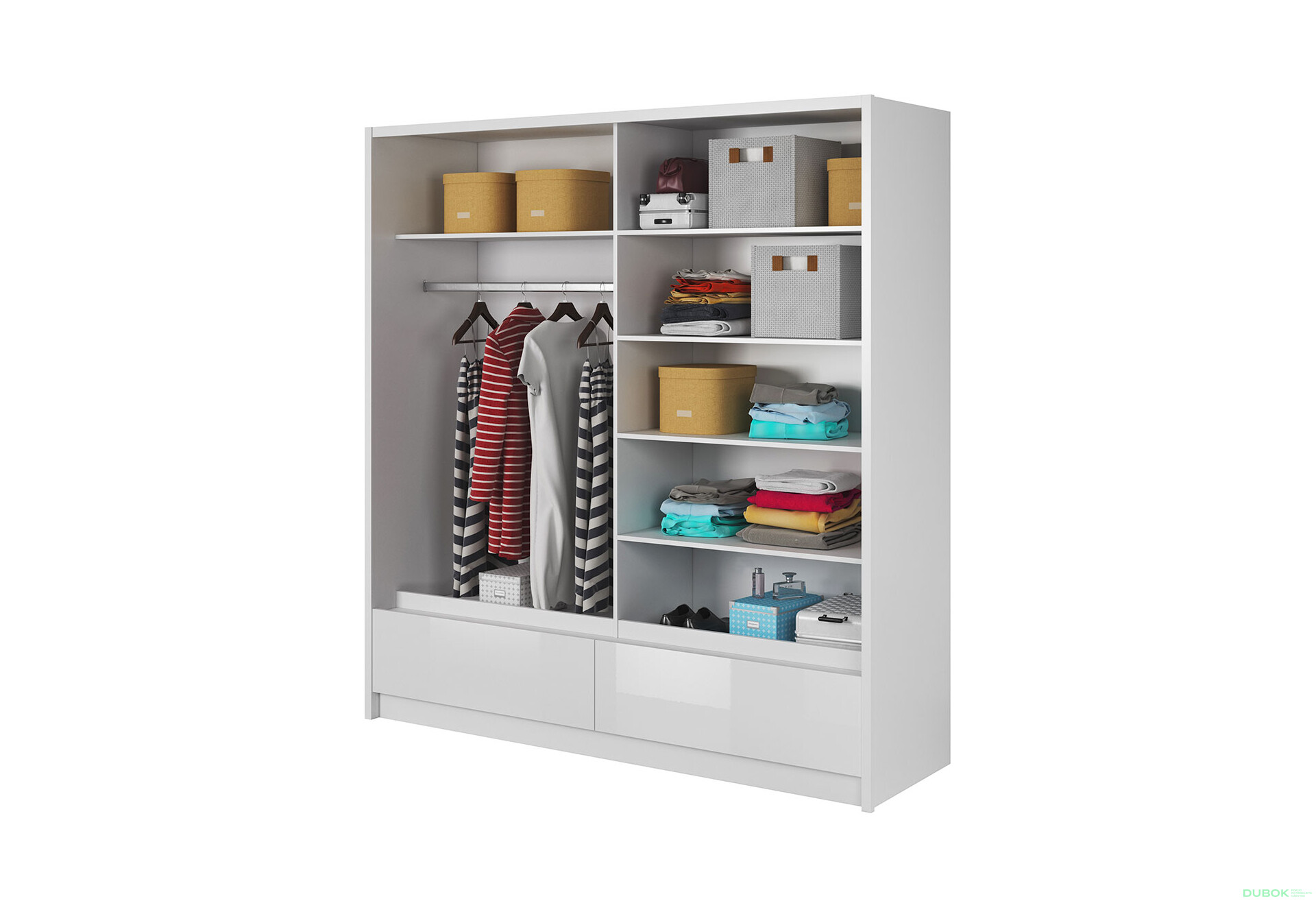 Skříň Aria I 200 bílý / bílý lesk - Fotografie 2 Fotografie 2 - Skříň Aria I 200 bílý / bílý lesk