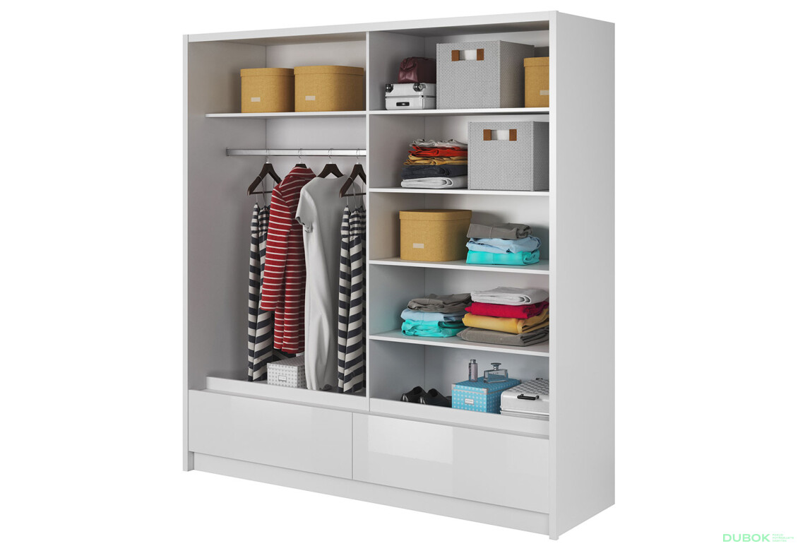 Skříň Aria I 200 bílý / bílý lesk - Fotografie 2 Fotografie 2 - Skříň Aria I 200 bílý / bílý lesk