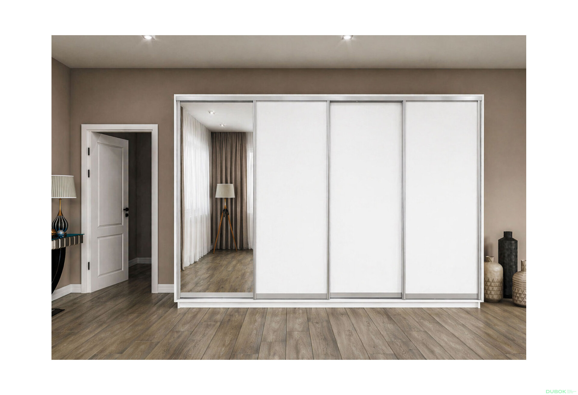 Fotografie 2 - Skříň s posuvnými dveřmi 2400x3000x600 3LTD 1 zrcadlo nymphea alba, profil stříbrný