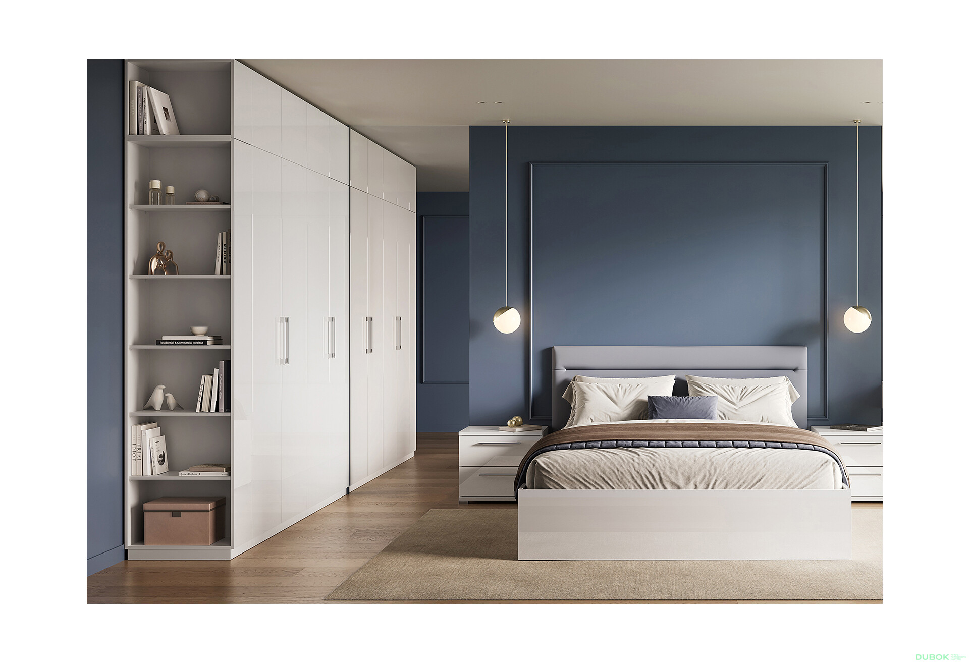 Fotografie 2 - Rohový otevřený regál ke skříni bílý lesk Family