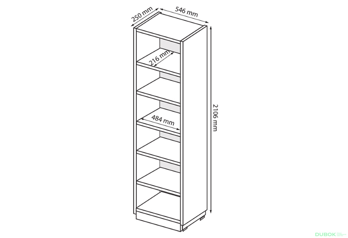 Fotografie 3 - Rohový otevřený regál ke skříni bílý lesk Family