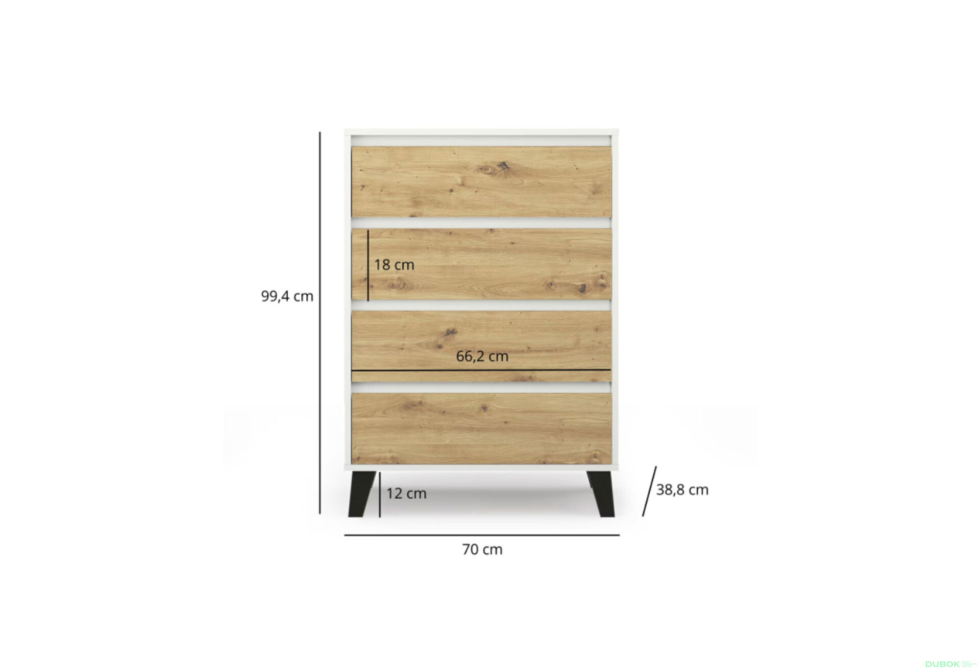 Fotografie 6 - Komoda Borg 4s/70 bílá / dub artisan
