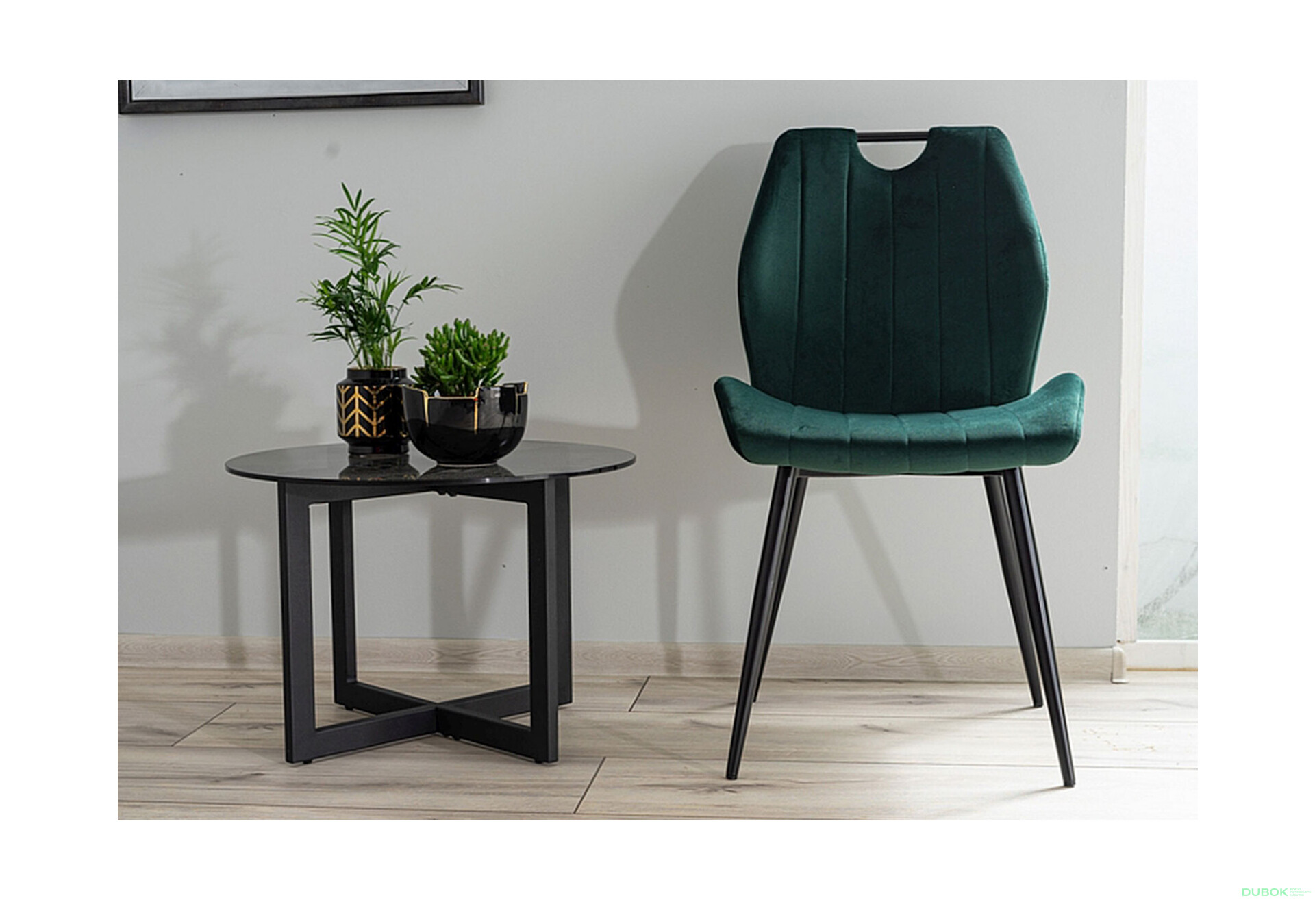 Fotografie 7 - Židle Arco Velvet zelený Bluvel 78, matná černá kov
