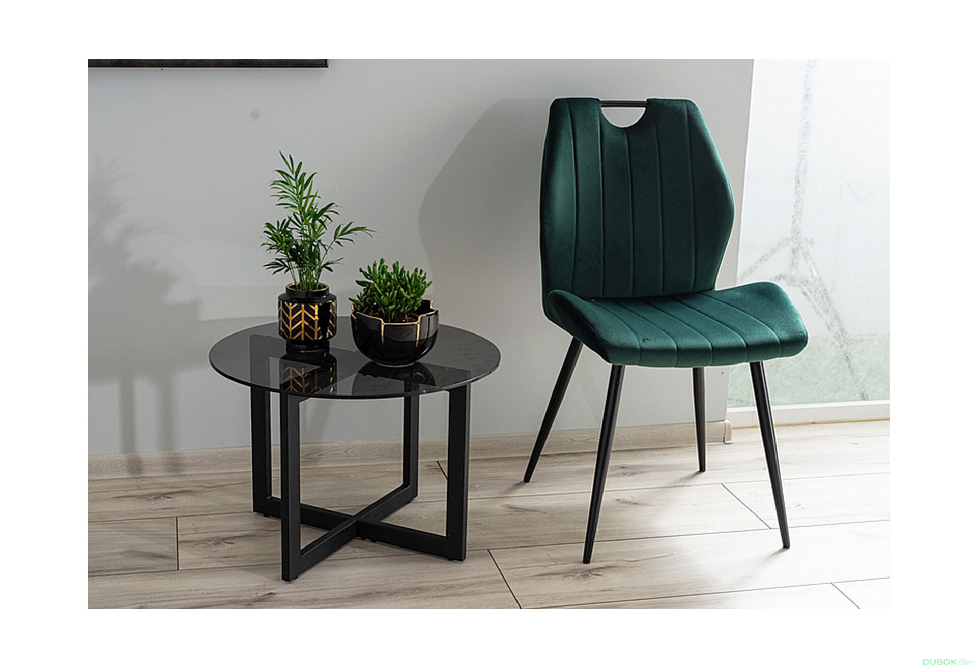 Fotografie 6 - Židle Arco Velvet zelený Bluvel 78, matná černá kov