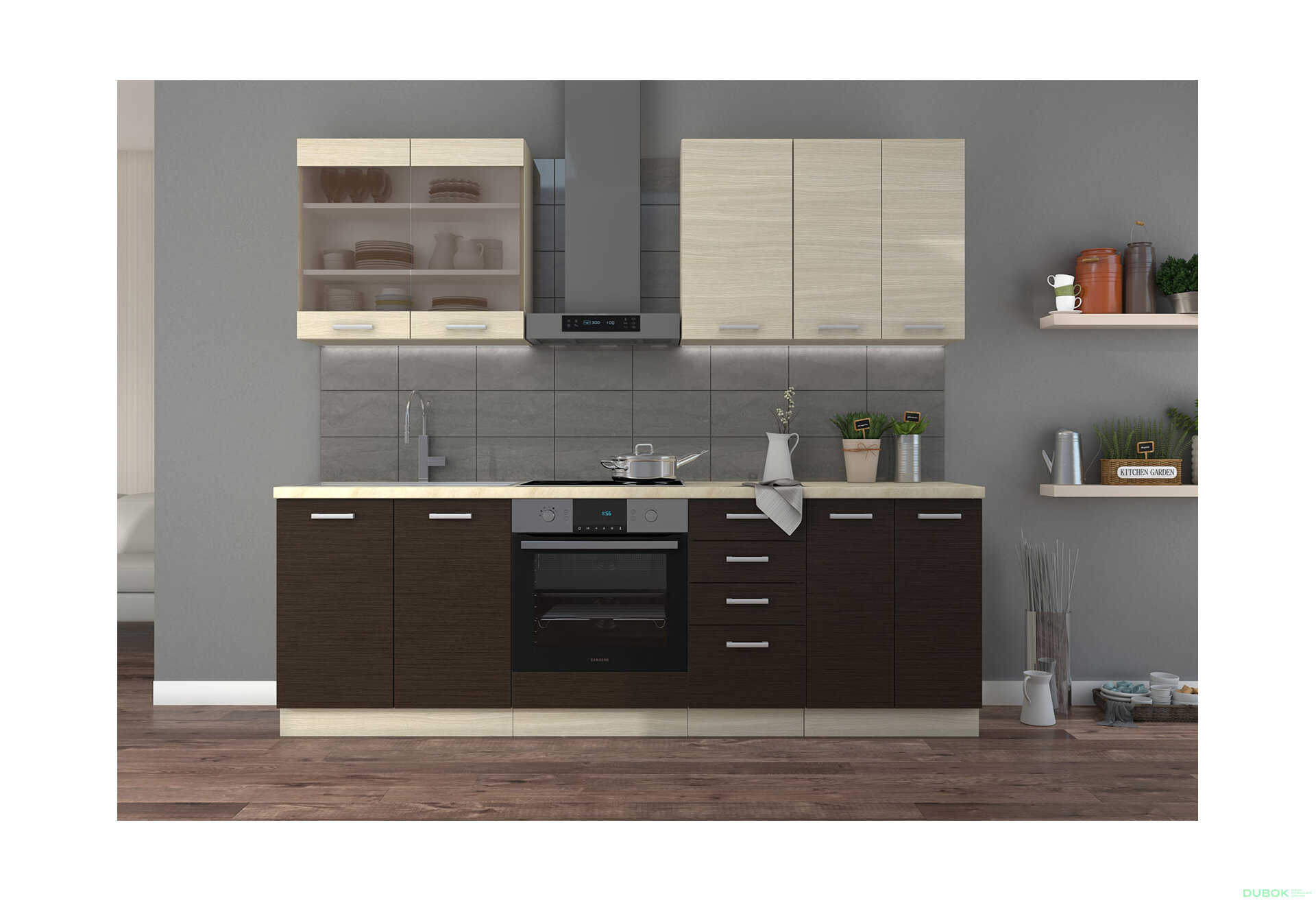 Fotografie 11 - Modulární kuchyně Chamonix dub ferrara / tmavé legno