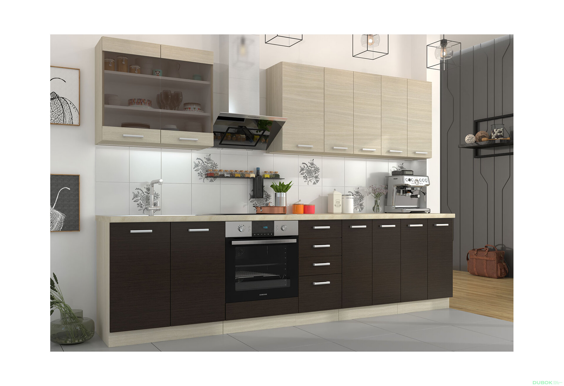 Fotografie 12 - Modulární kuchyně Chamonix dub ferrara / tmavé legno