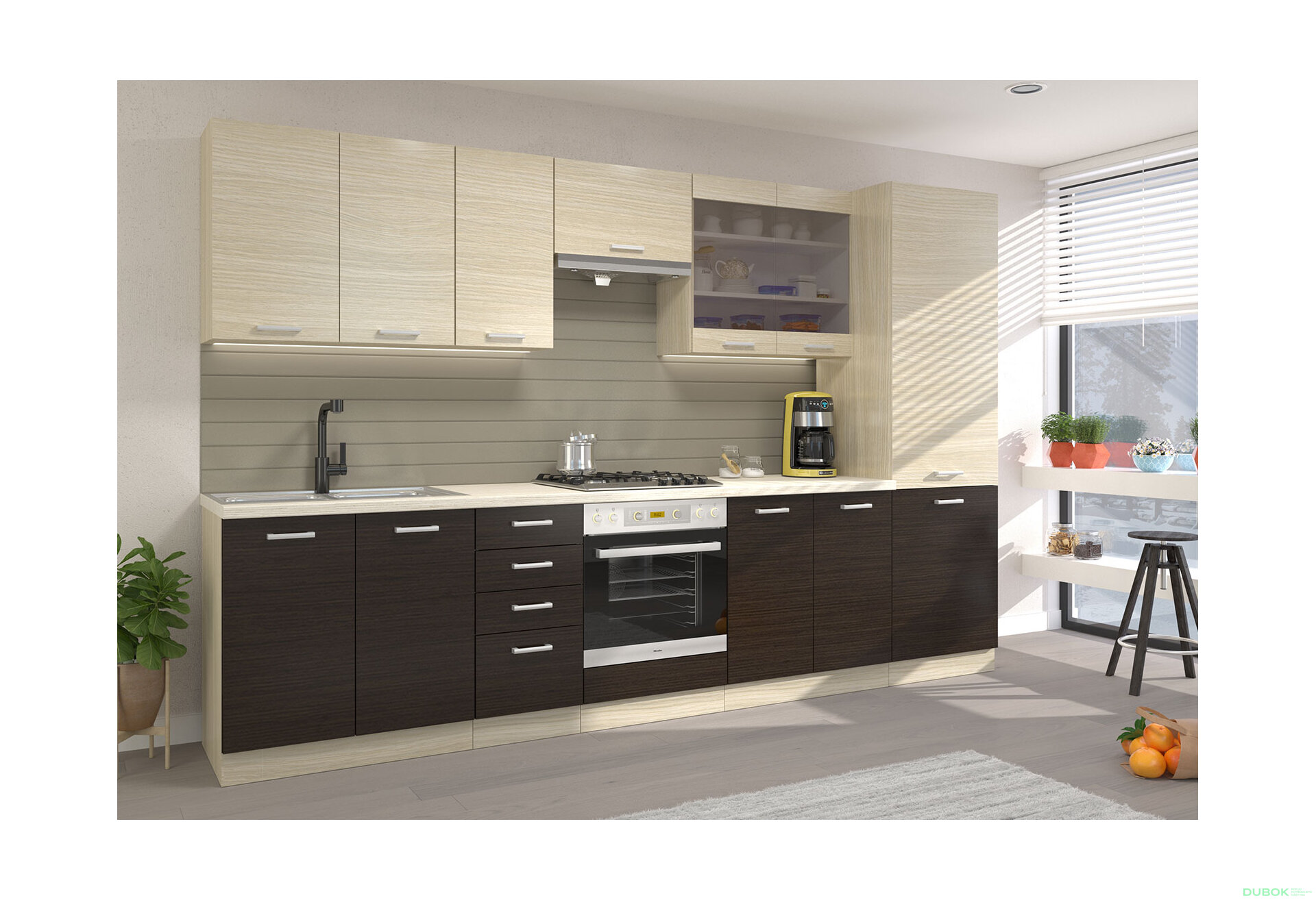 Fotografie 2 - Modulární kuchyně Chamonix dub ferrara / tmavé legno