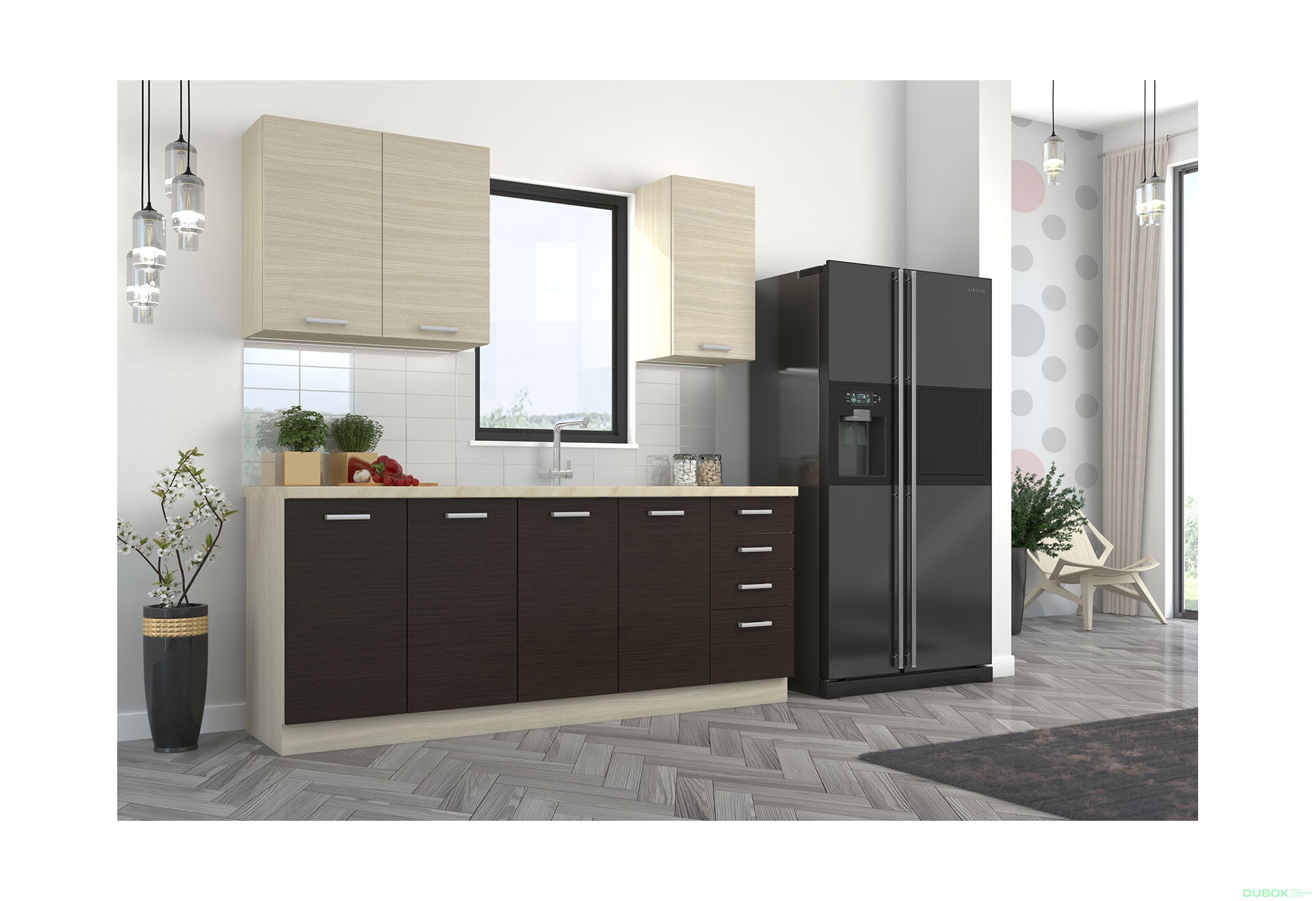 Fotografie 6 - Modulární kuchyně Chamonix dub ferrara / tmavé legno