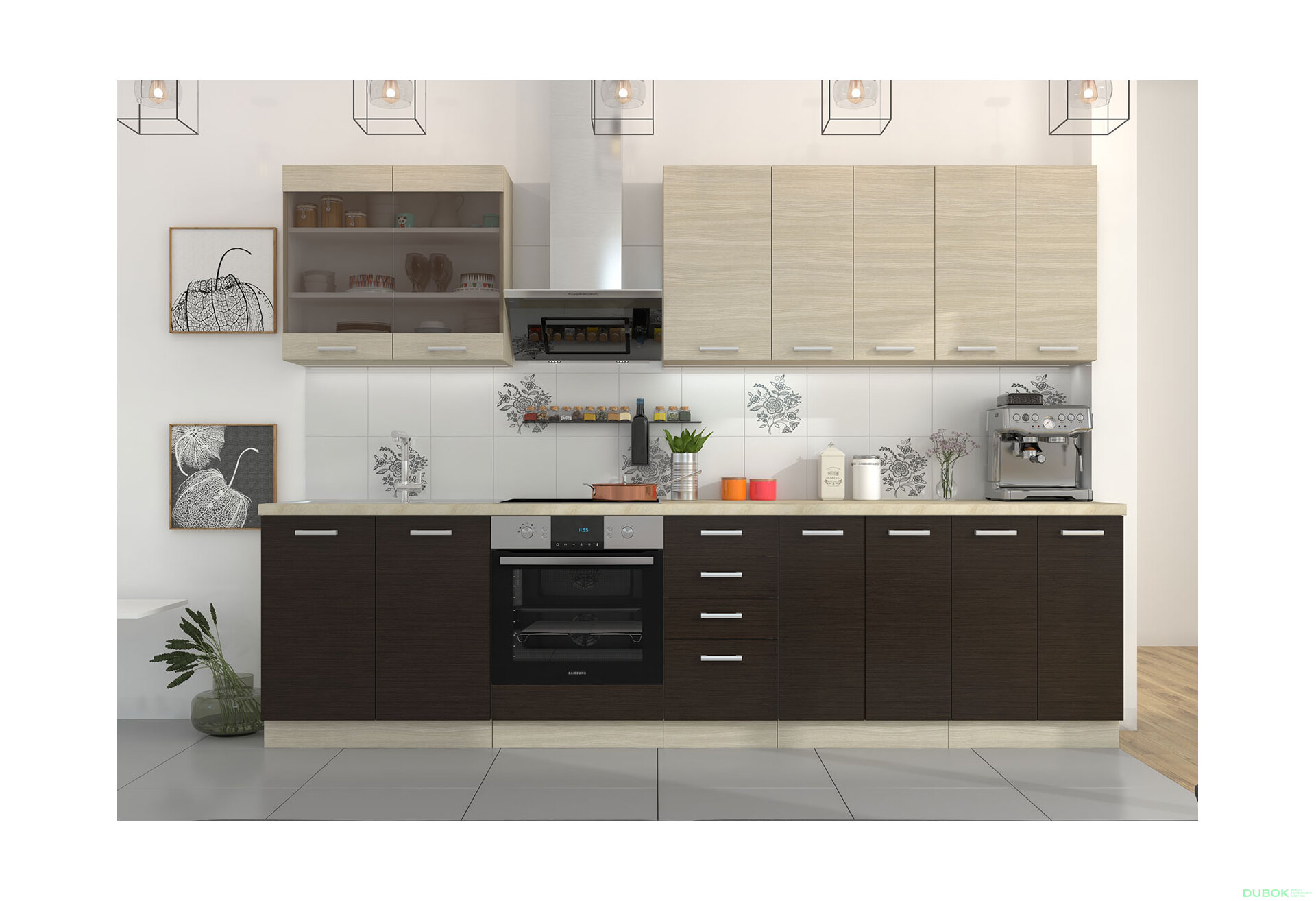 Fotografie 8 - Modulární kuchyně Chamonix dub ferrara / tmavé legno