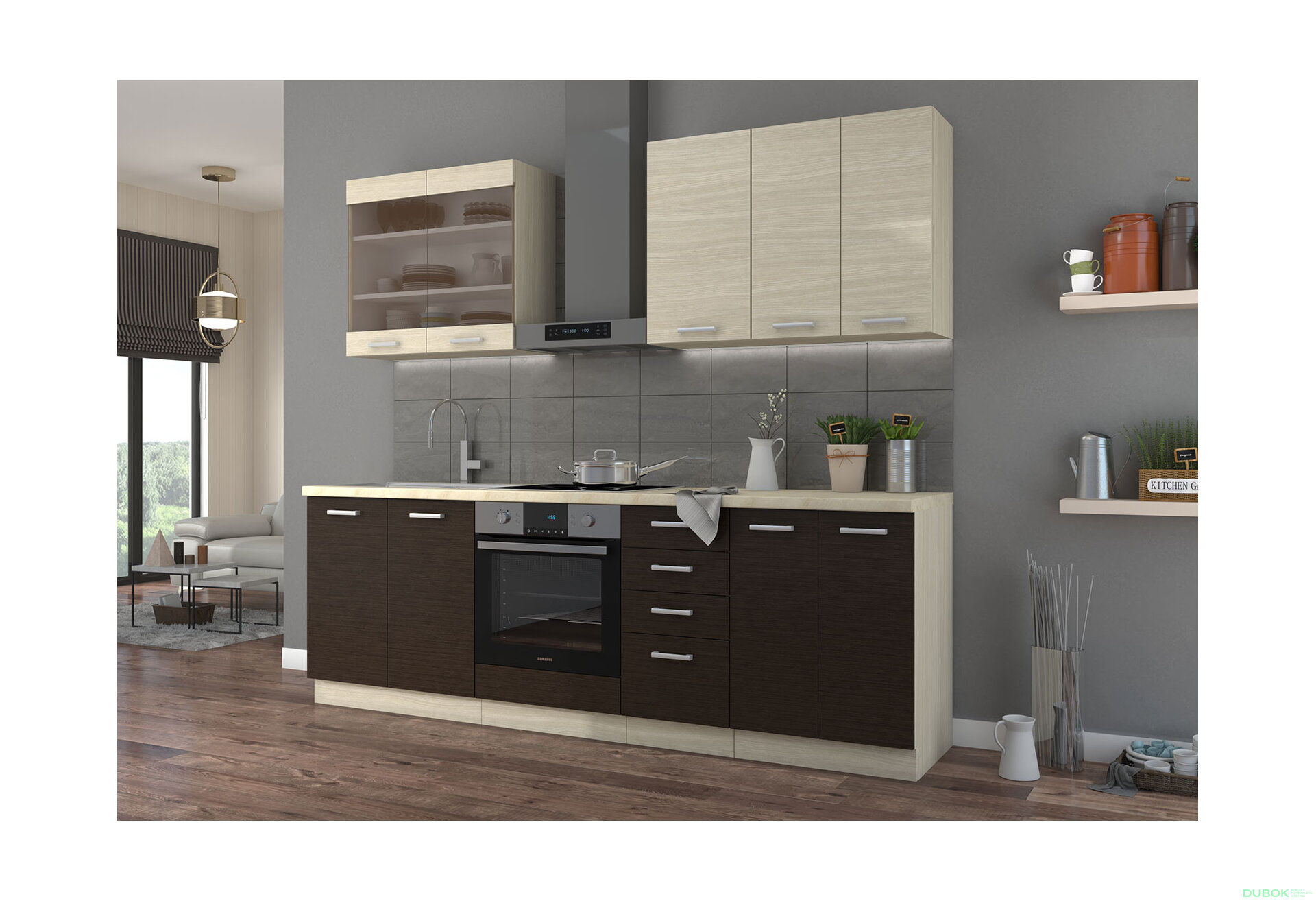 Fotografie 10 - Modulární kuchyně Chamonix dub ferrara / tmavé legno