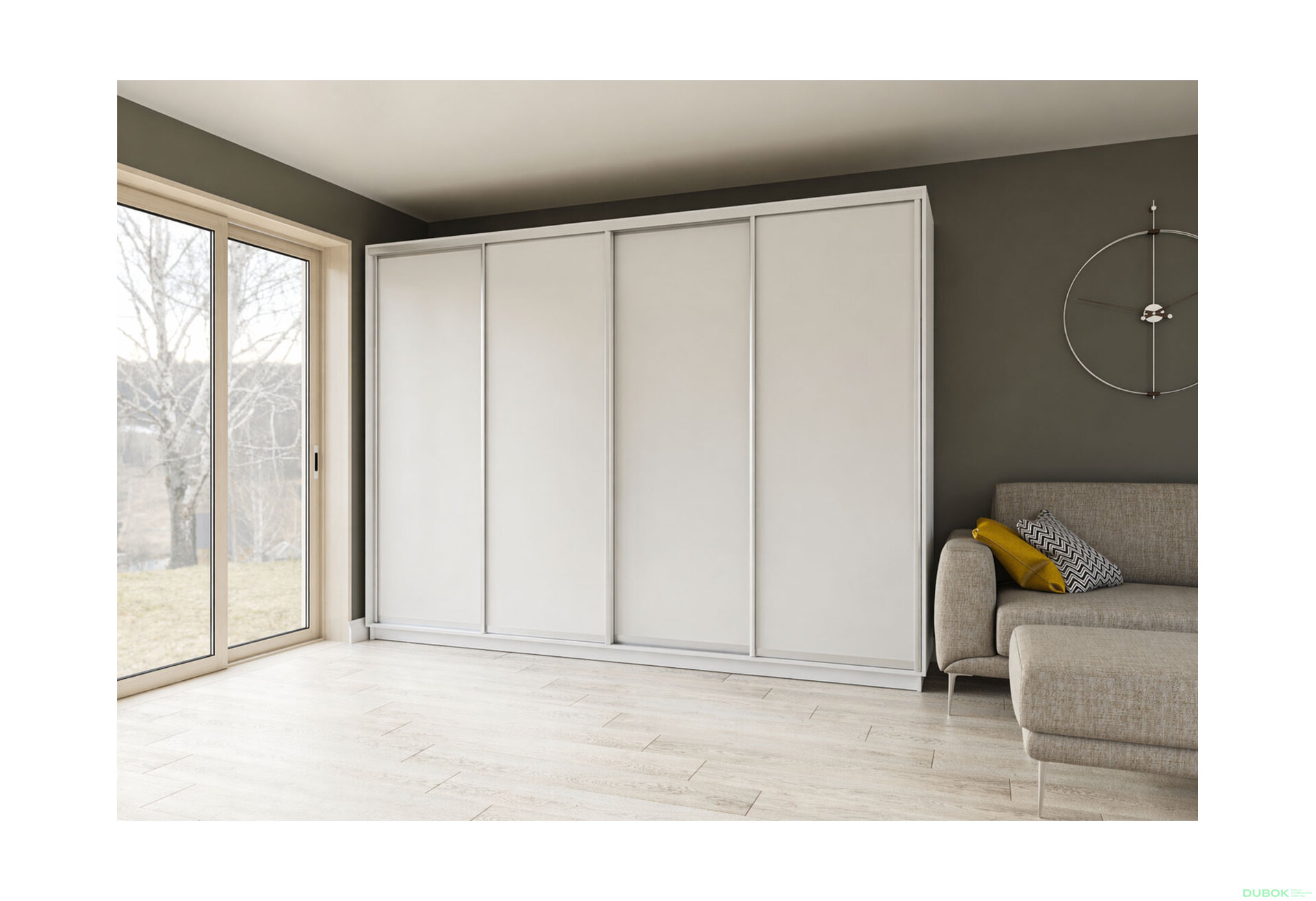 Fotografie 2 - Skříň s posuvnými dveřmi 2200x3000x600 4LTD nymphaea alba, profil stříbrný