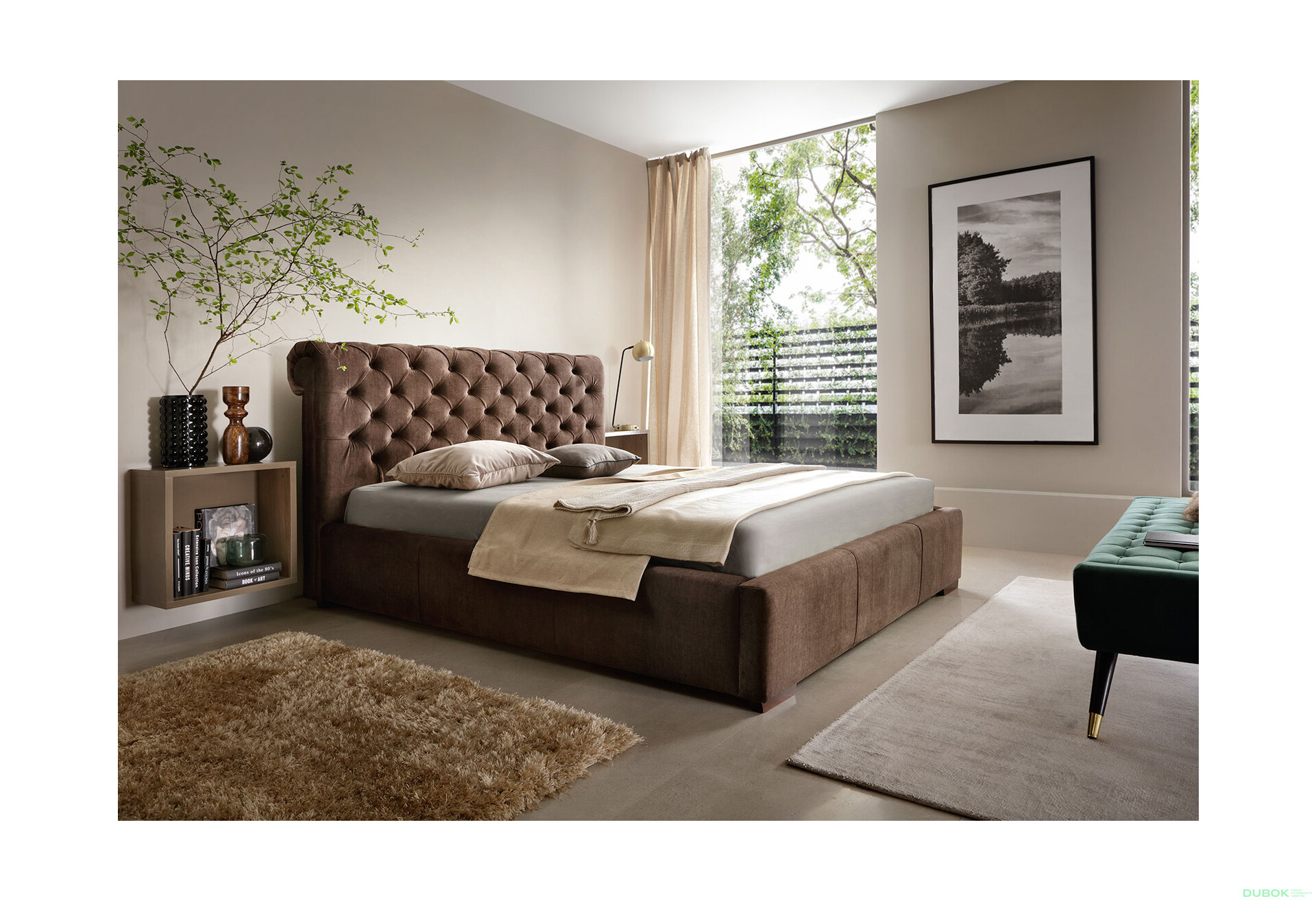 Fotografie 3 - Postel Manchester 160x200 Vogue 6 Sic, podhlavník 106, C4 Ořech