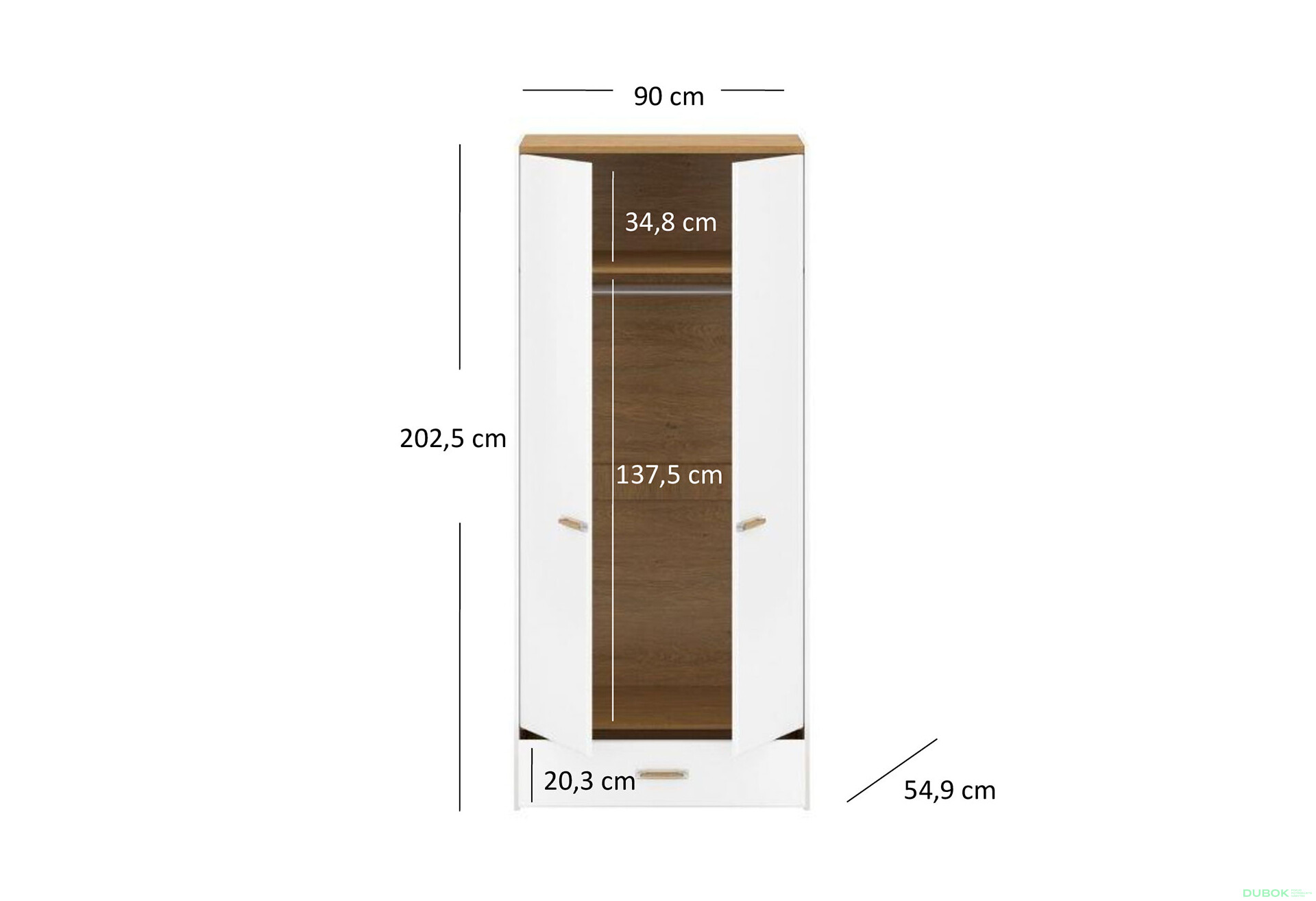 Skříň 2d1s bílý mat Adam - Fotografie 3 Fotografie 3 - Skříň 2d1s bílý mat Adam