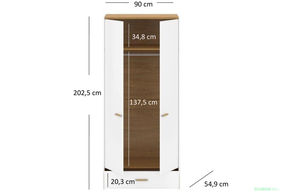 Skříň 2d1s bílý mat Adam - Fotografie 3 Fotografie 3 - Skříň 2d1s bílý mat Adam