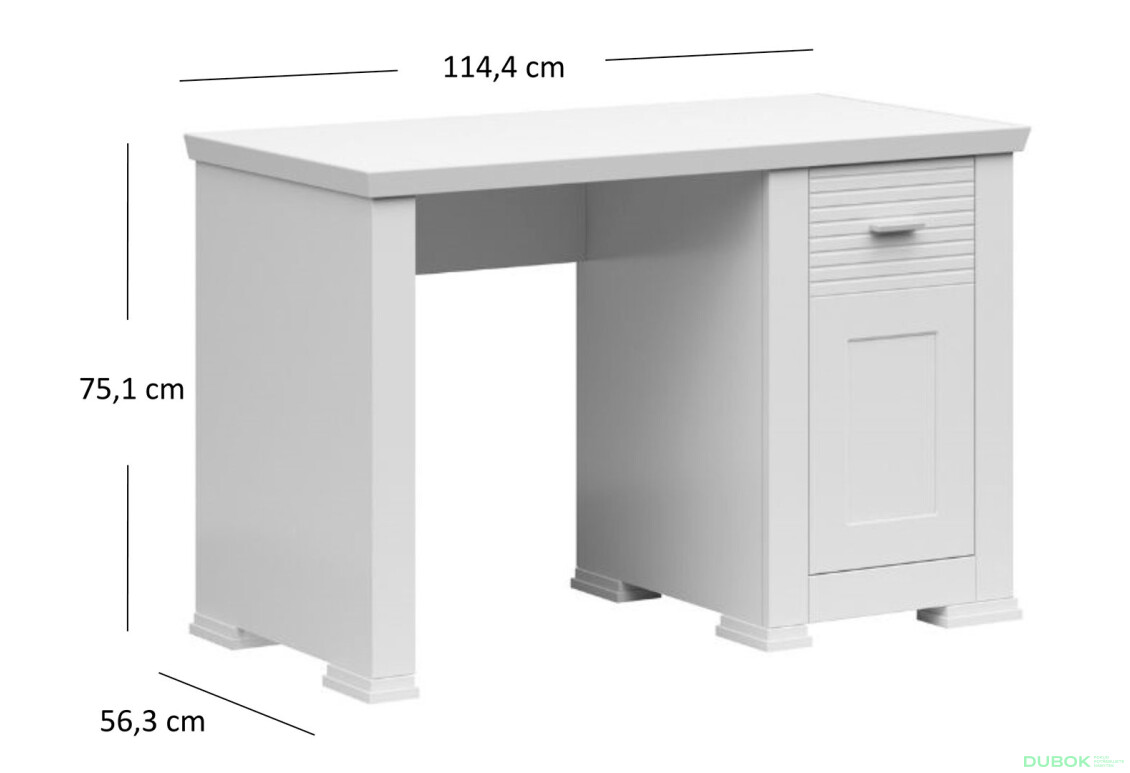 Fotografie 2 - Psací stůl 1d/115 bílý Agnes