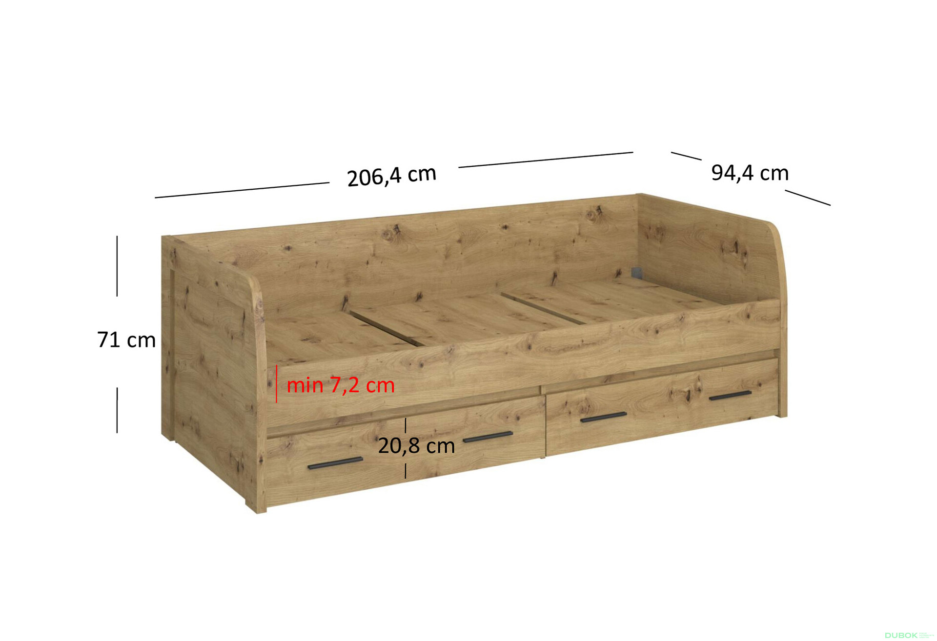 Fotografie 3 - Postel 2s/90x200 s roštem dub artisan Ayson