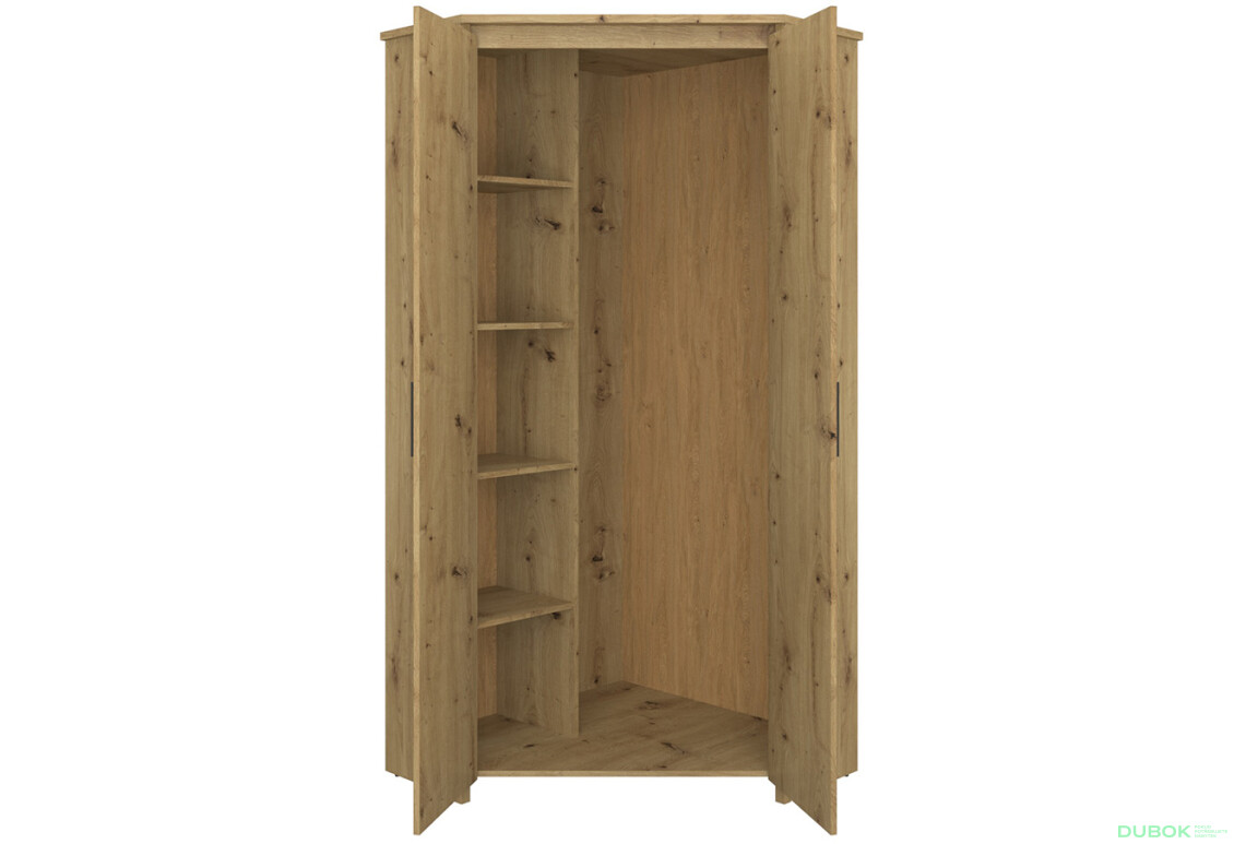 Rohová skříň dvoudveřová Ayson 97x210x97 cm Dub artisan - Fotografie 2 Fotografie 2 - Rohová skříň dvoudveřová Ayson 97x210x97 cm Dub artisan