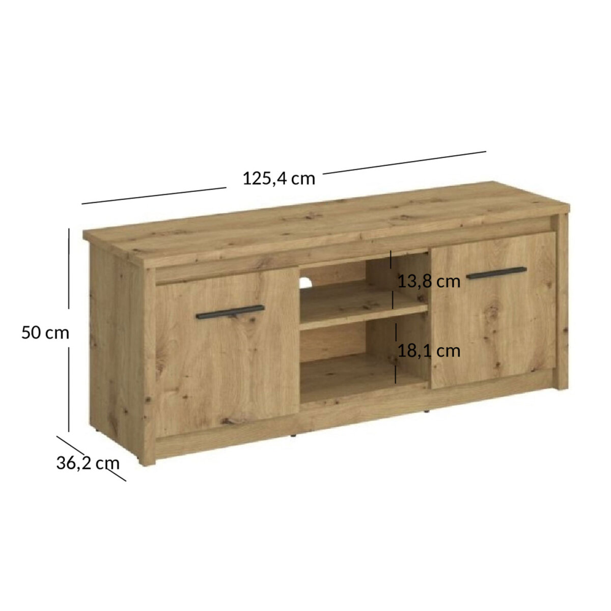 TV stolek 2d/125 dub artisan Ayson (obrázek 3)