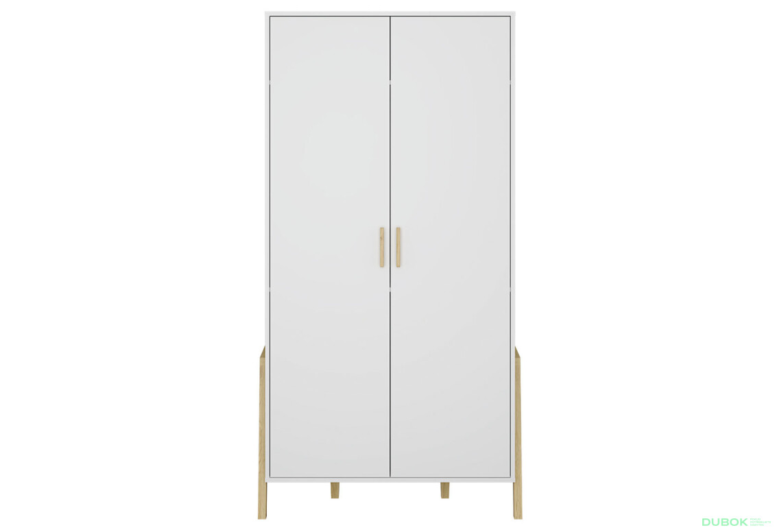 Skříň dvoudveřová Belle 95x197x55 cm Bílá - Fotografie 2 Fotografie 2 - Skříň dvoudveřová Belle 95x197x55 cm Bílá