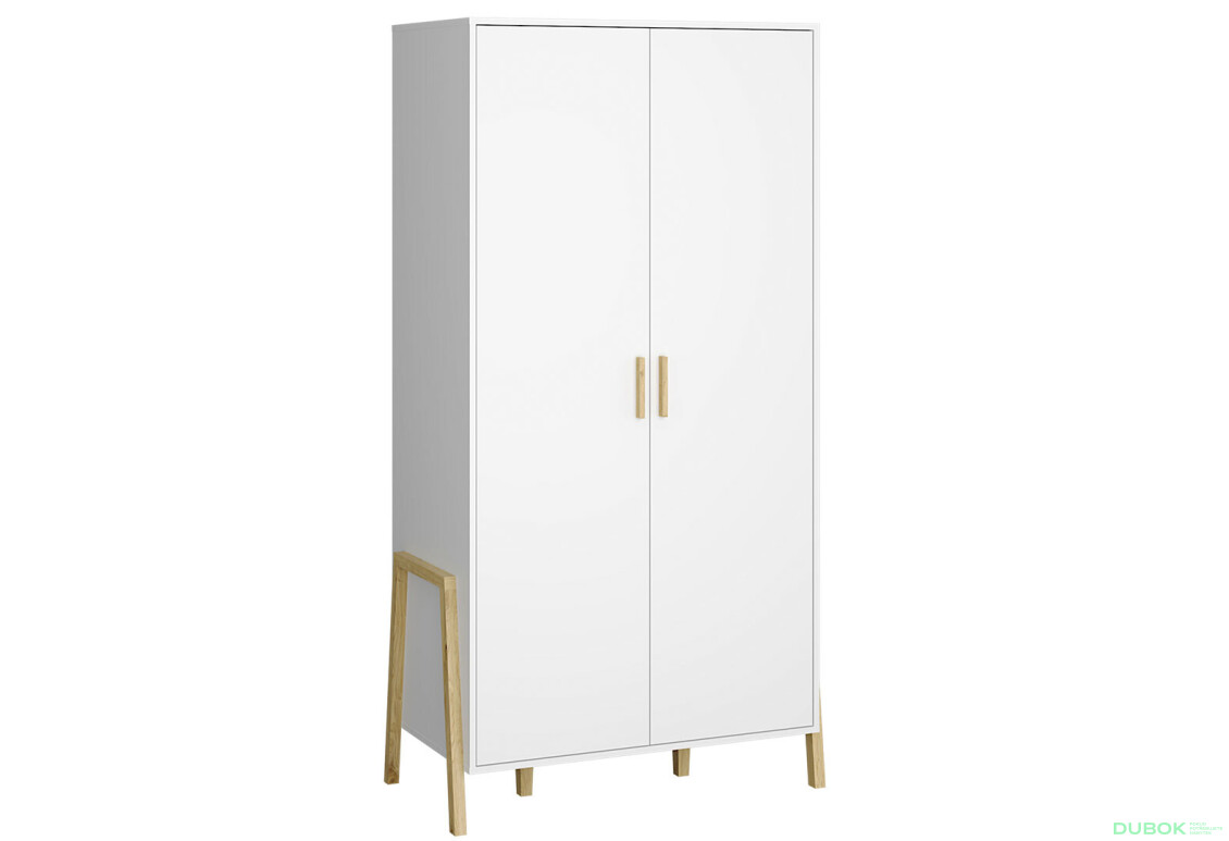 Skříň dvoudveřová Belle 95x197x55 cm Bílá - Fotografie 3 Fotografie 3 - Skříň dvoudveřová Belle 95x197x55 cm Bílá