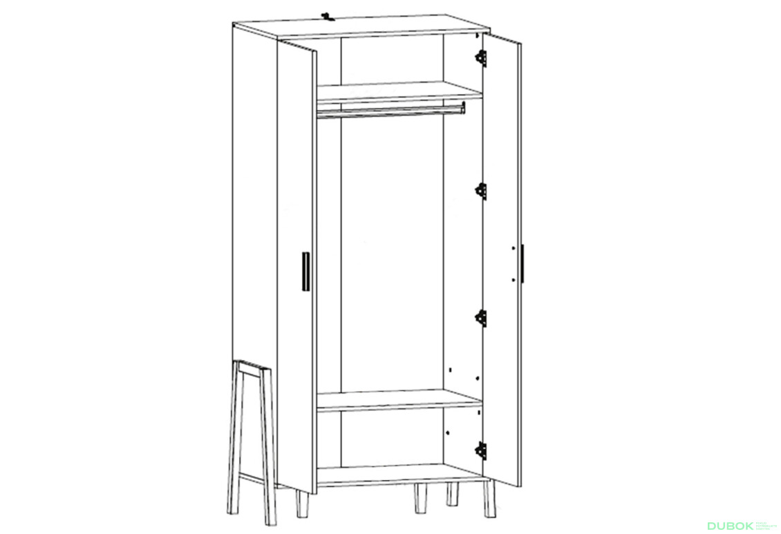 Skříň dvoudveřová Belle 95x197x55 cm Bílá - Fotografie 4 Fotografie 4 - Skříň dvoudveřová Belle 95x197x55 cm Bílá