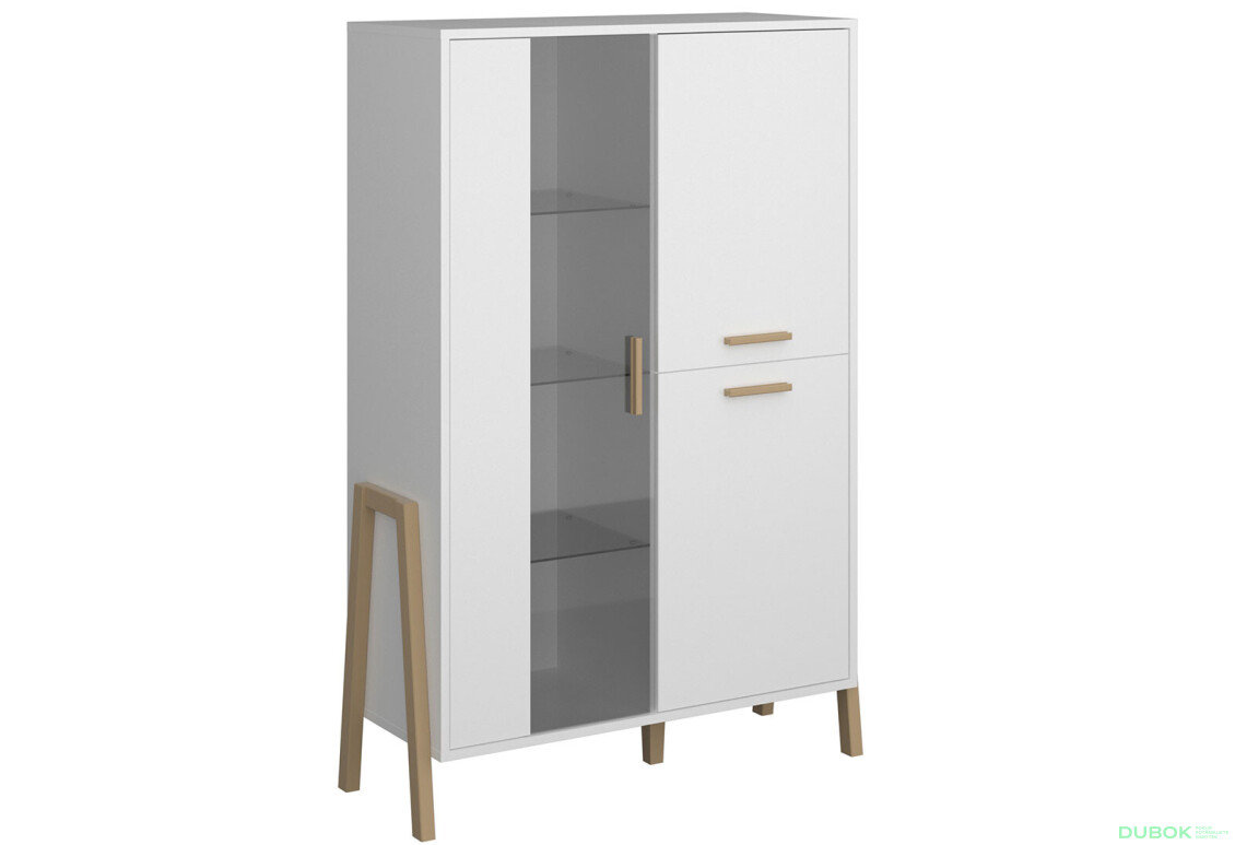 Vitrína nízká 2d1w bílý Belle - Fotografie 2 Fotografie 2 - Vitrína nízká 2d1w bílý Belle