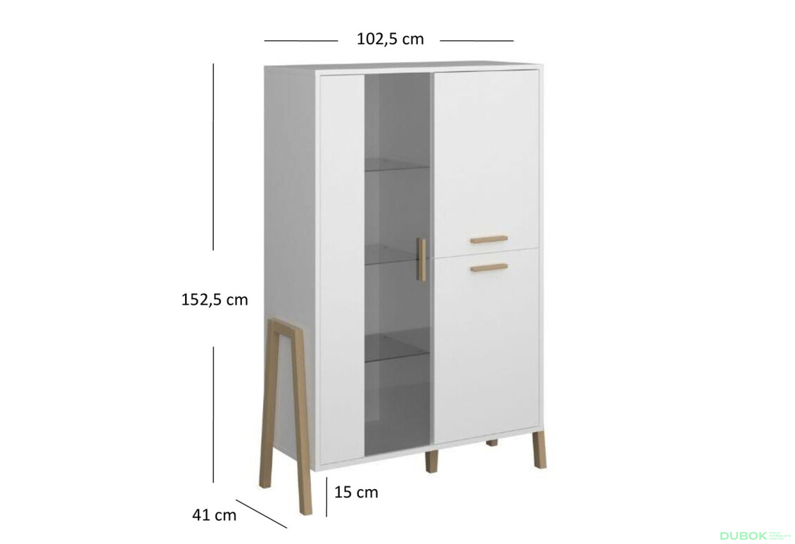 Vitrína nízká 2d1w bílý Belle - Fotografie 5 Fotografie 5 - Vitrína nízká 2d1w bílý Belle