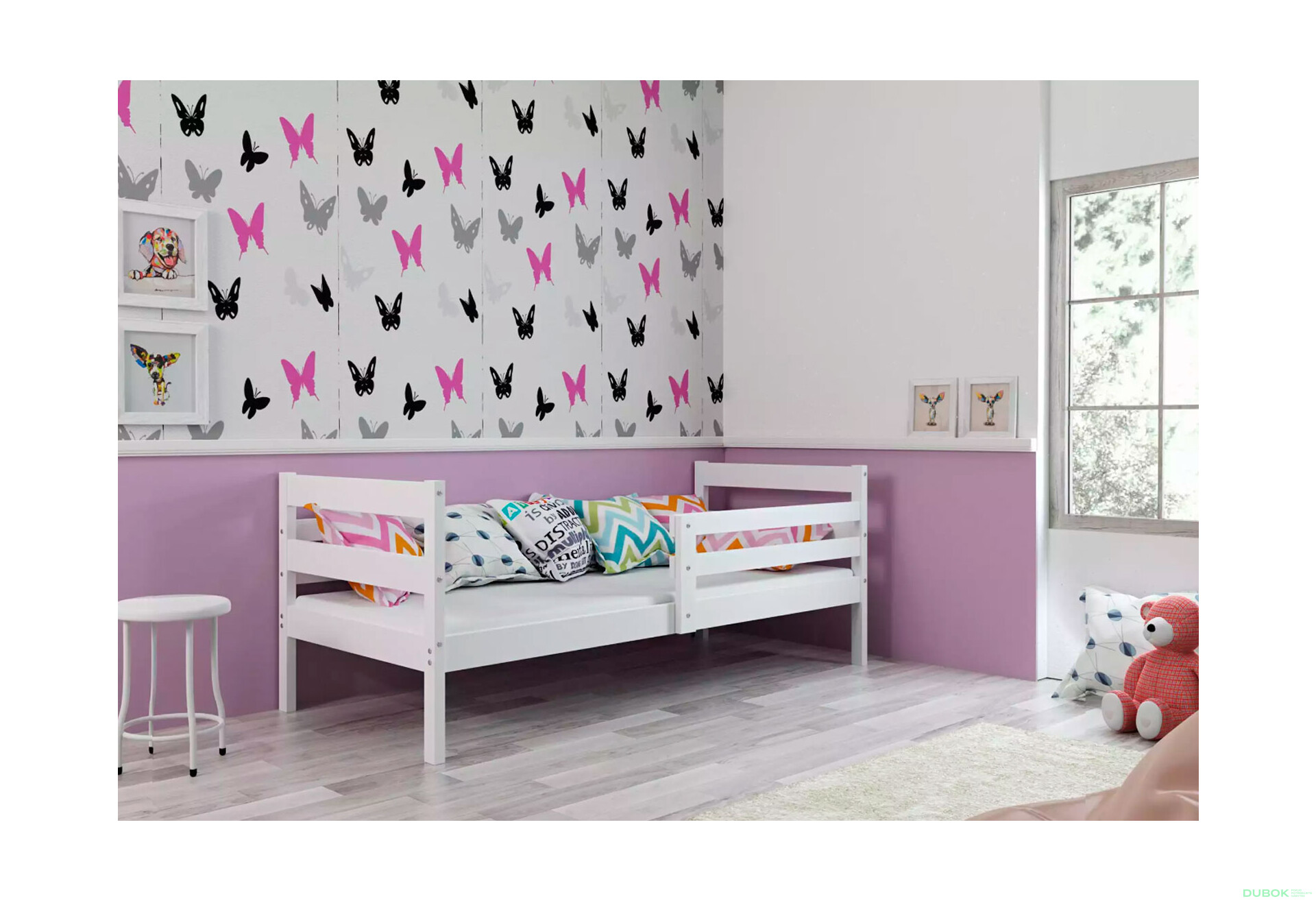 Fotografie 2 - Postel Eryk bílé 90x200 cm s roštem, matrací