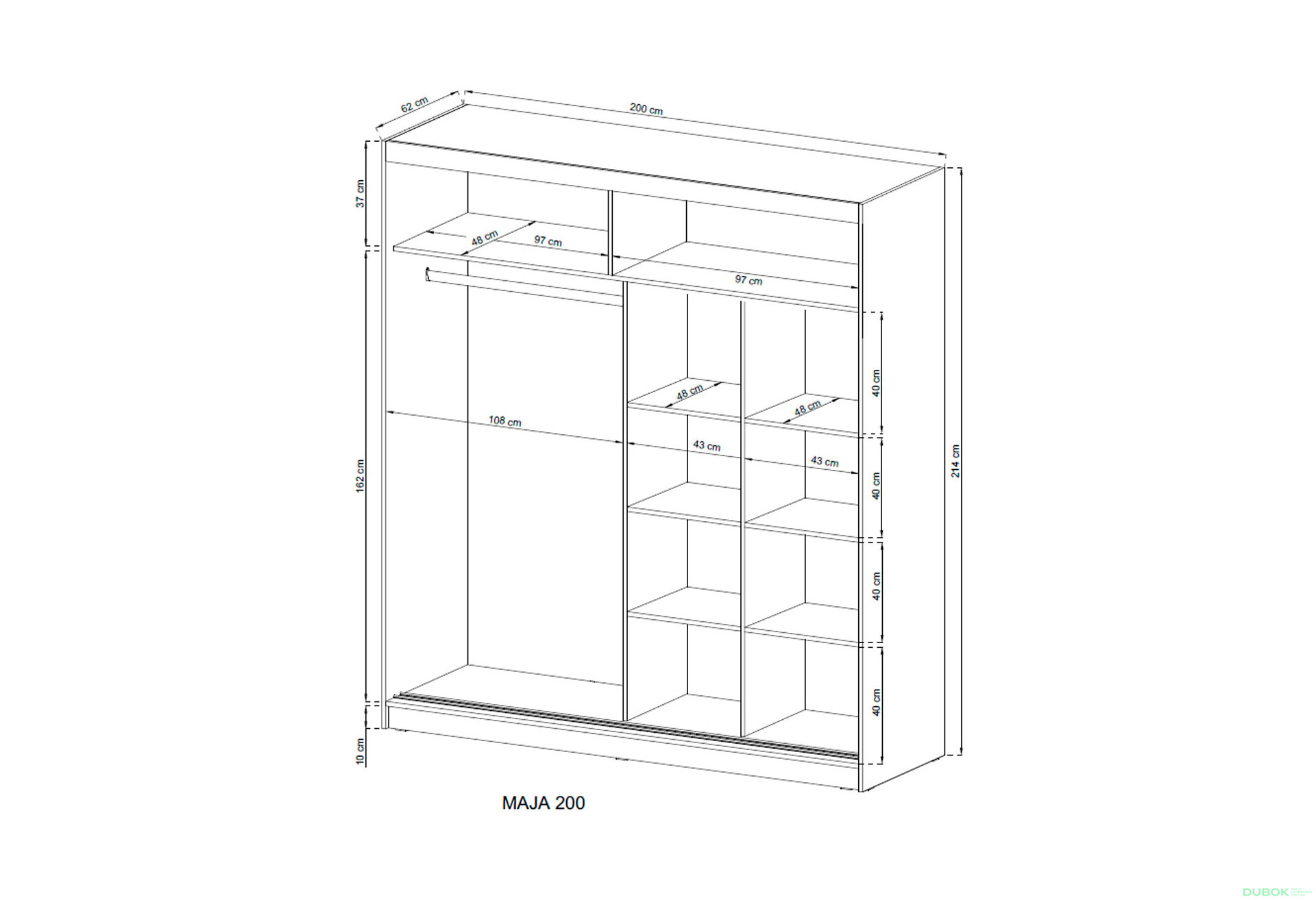 Fotografie 3 - Skříň Maja VI 200 bílý