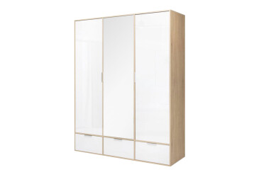 Skříň 3dc 3šx lesklá bílá / dub cremona Olivia