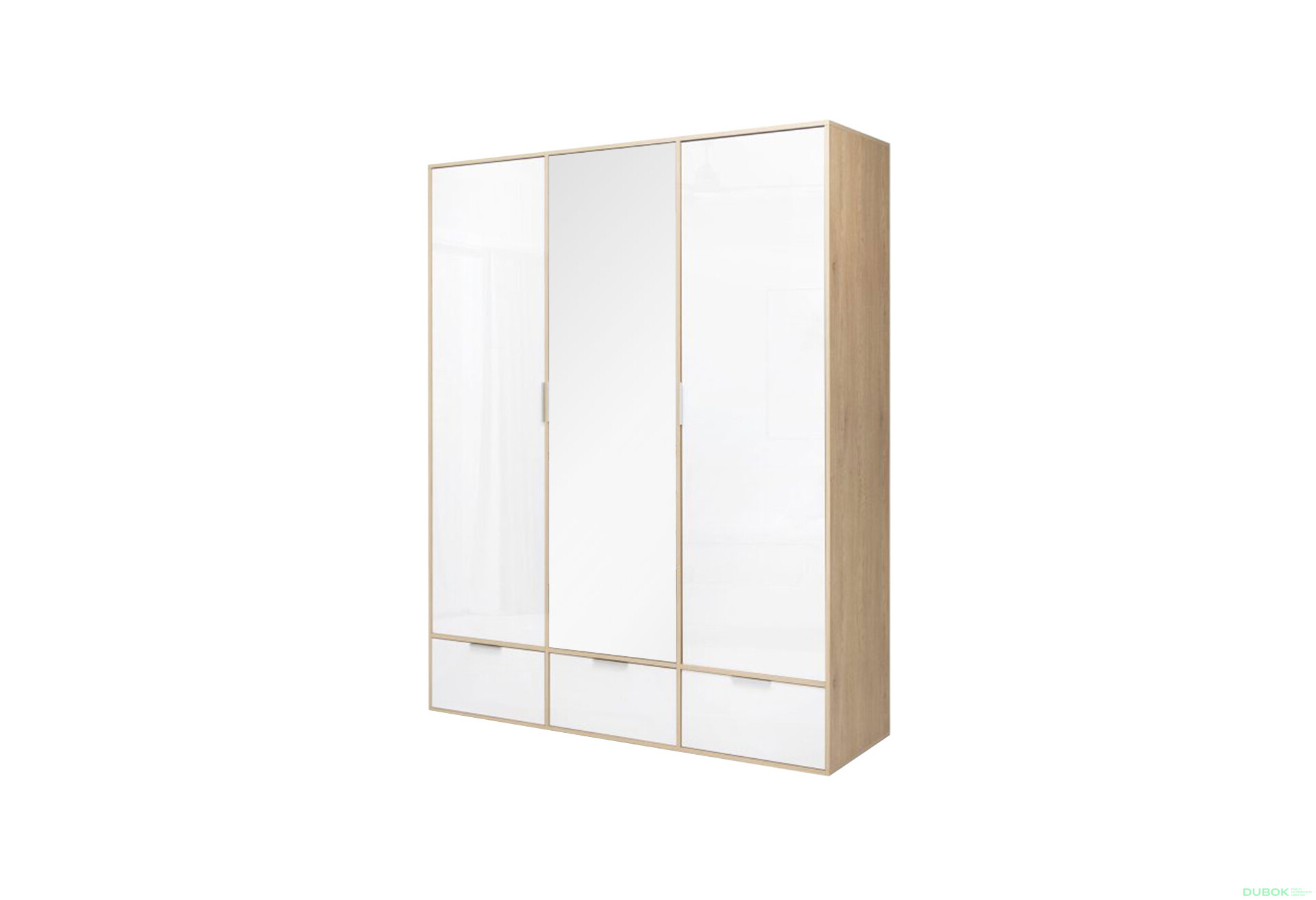 Fotografie 1 - Skříň 3dc 3šx lesklá bílá / dub cremona Olivia