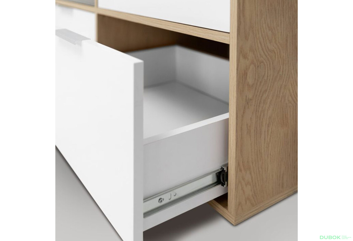 Fotografie 6 - Skříň 3dc 3šx lesklá bílá / dub cremona Olivia