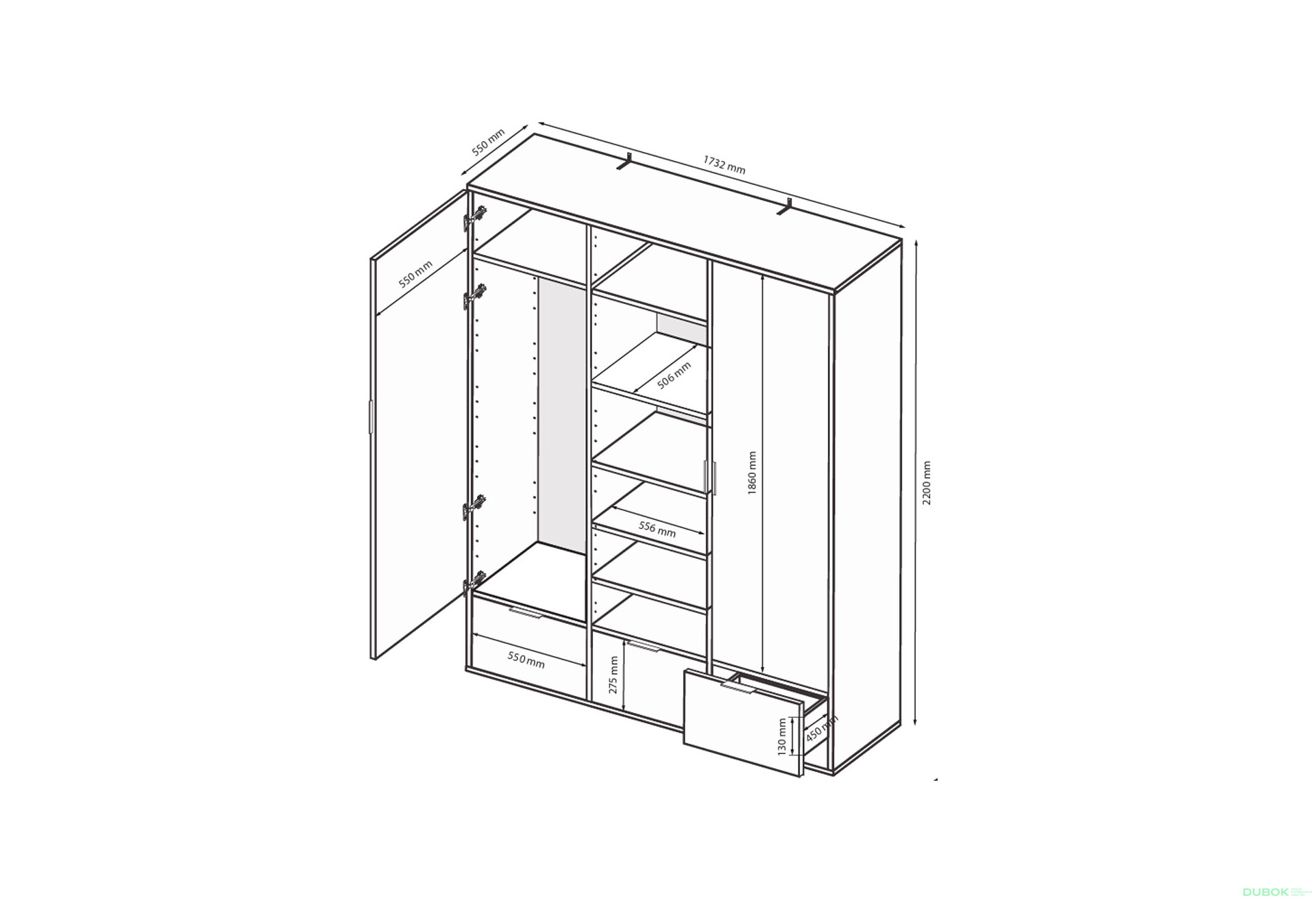 Fotografie 9 - Skříň 3dc 3šx lesklá bílá / dub cremona Olivia
