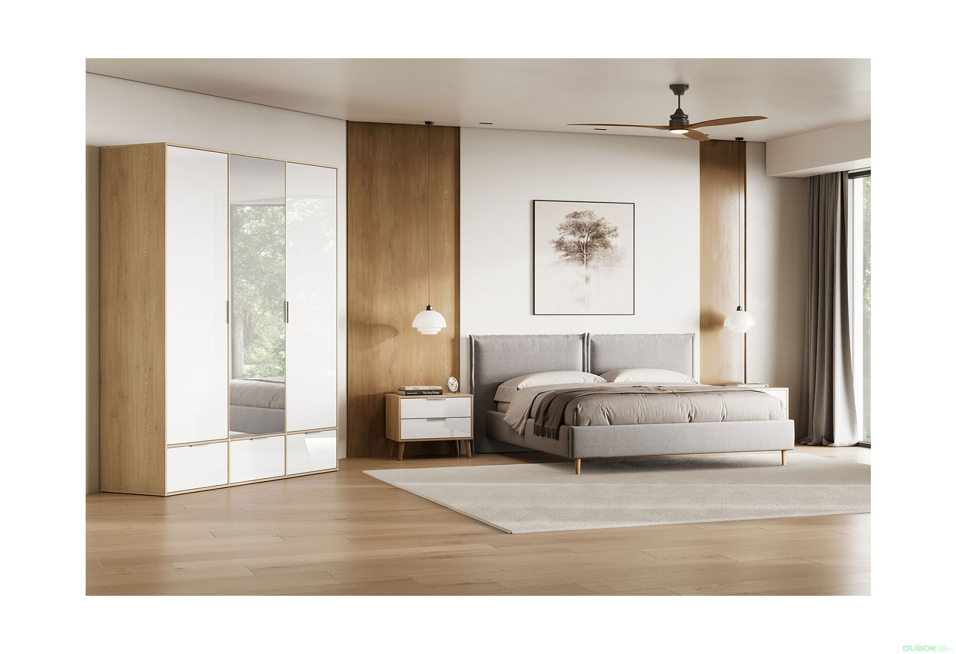 Fotografie 2 - Skříň 3dc 3šx lesklá bílá / dub cremona Olivia