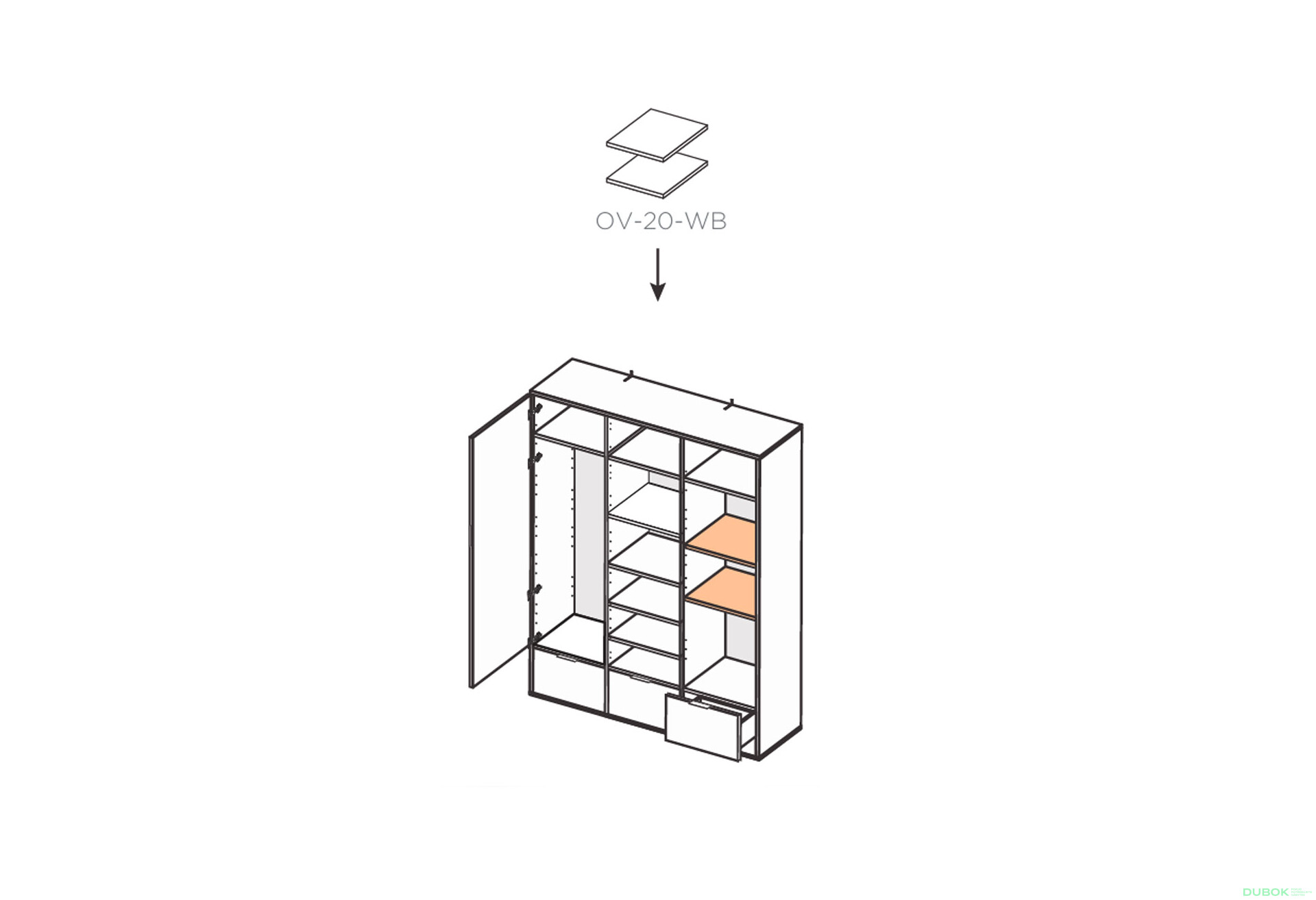 Fotografie 10 - Skříň 3dc 3šx lesklá bílá / dub cremona Olivia