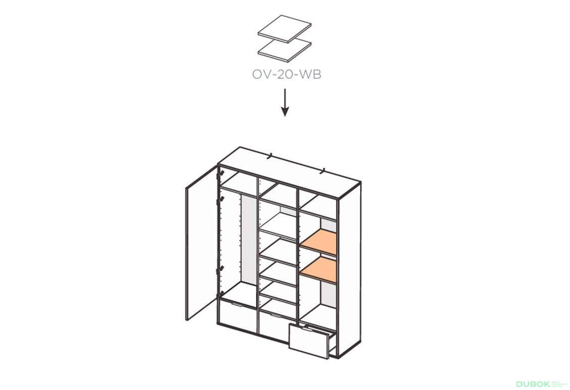 Fotografie 10 - Skříň 3dc 3šx lesklá bílá / dub cremona Olivia