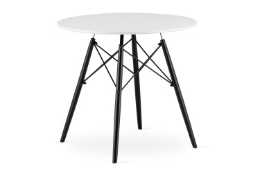 Stůl TODI Kulatý 80cm - bílý / černé nohy