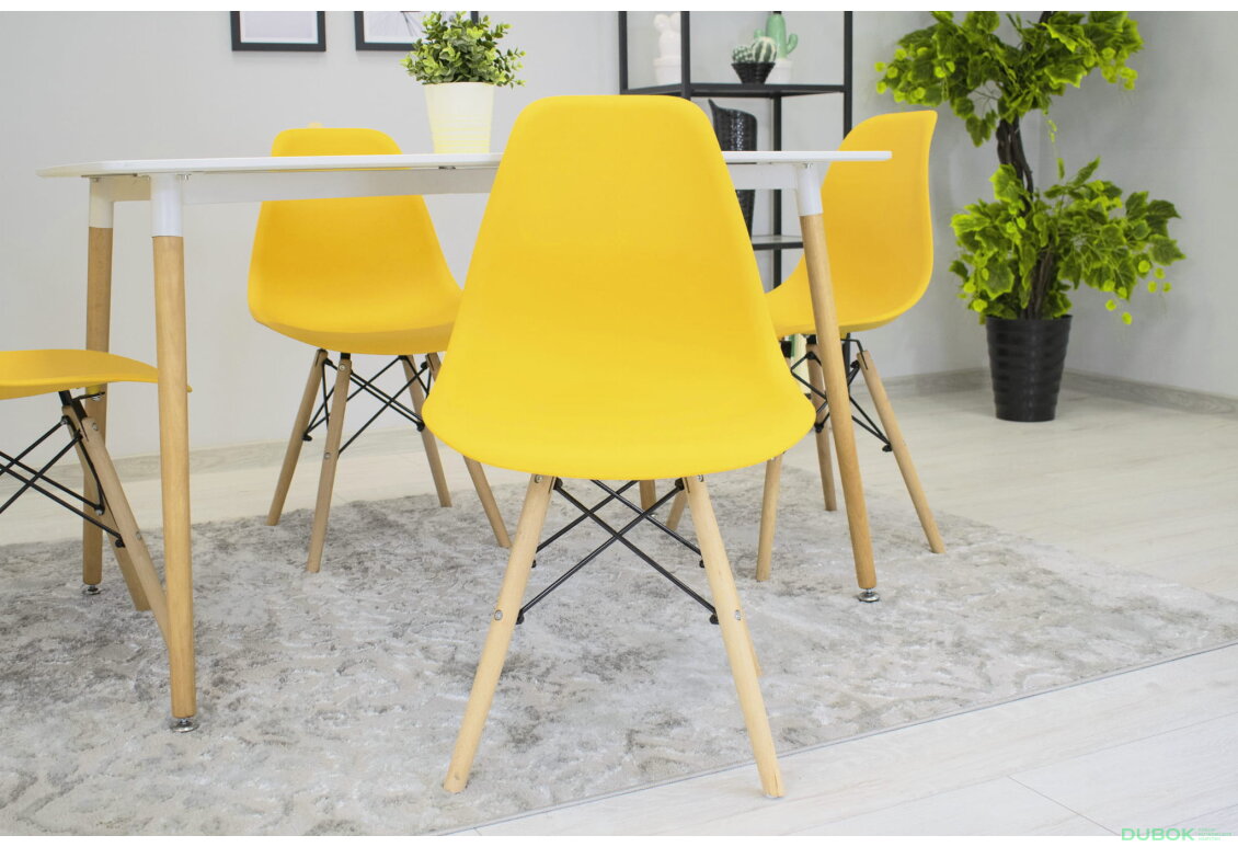 Fotografie 7 - Židle OSAKA žlutá / nohy přírodní x 1
