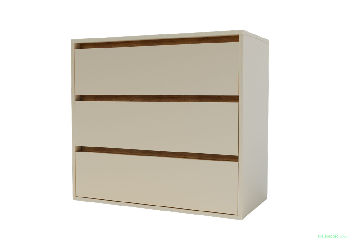 Komoda Idea K 760/800/3š satén / dub kraft zlatý