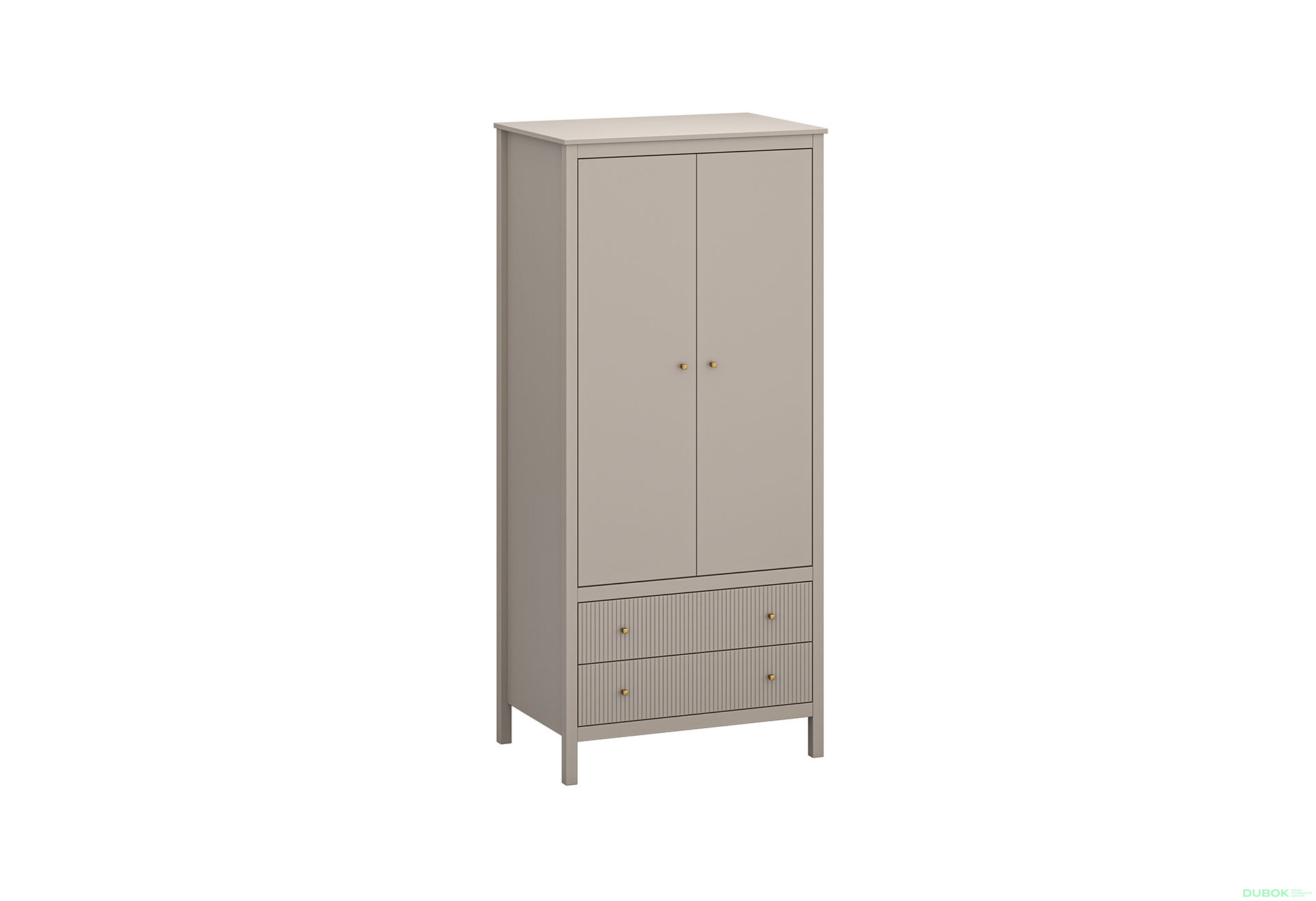 Fotografie 1 - Skříň dvoudveřová se zásuvkami Kleo 91x201x61 cm Taupe