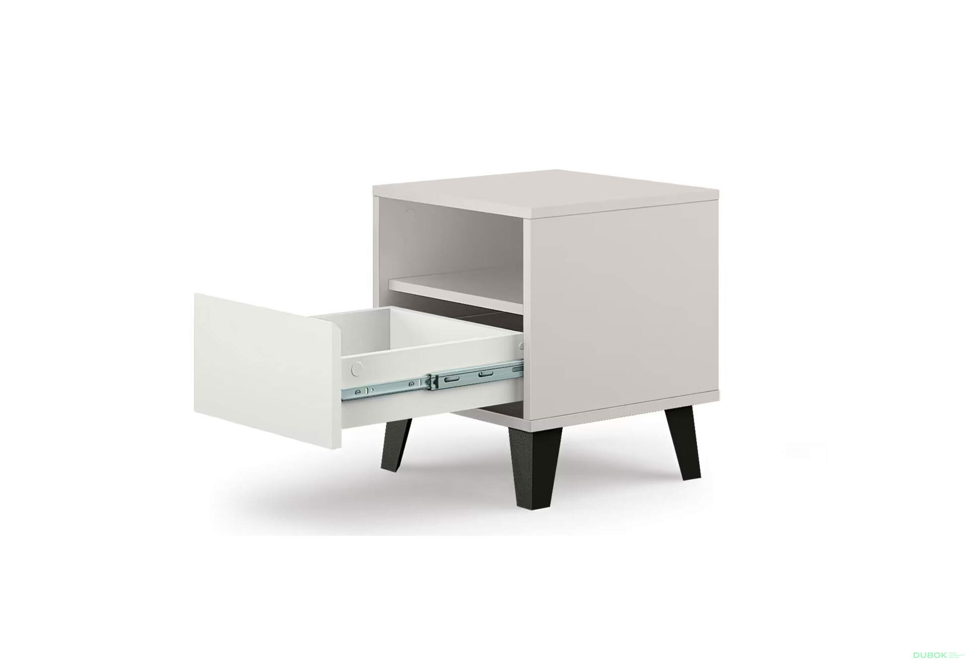 Fotografie 4 - Noční stolek Borg 1s kašmír / bílý