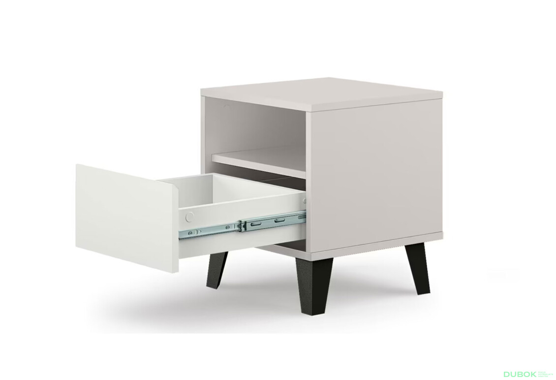 Fotografie 4 - Noční stolek Borg 1s kašmír / bílý