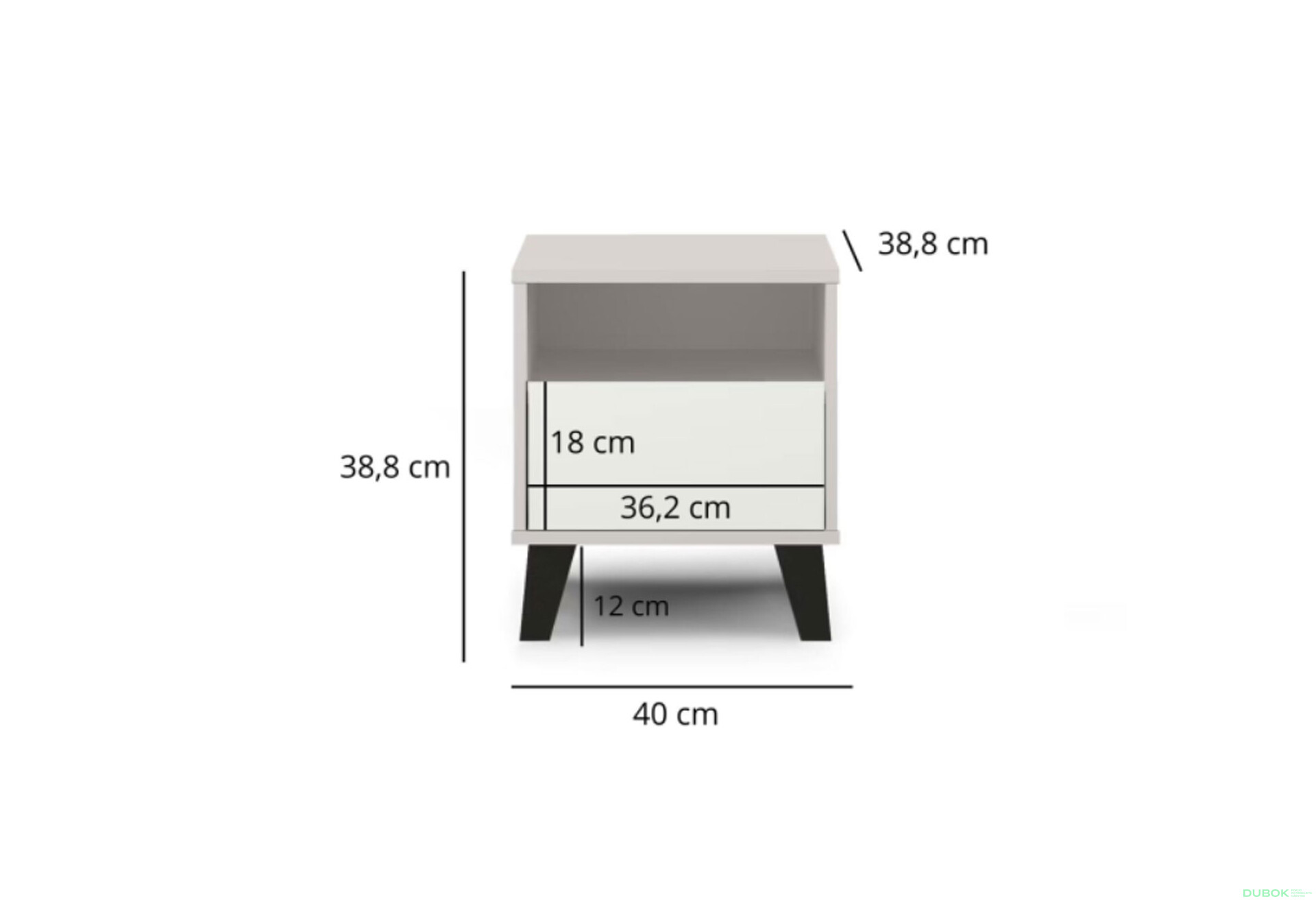 Fotografie 7 - Noční stolek Borg 1s kašmír / bílý